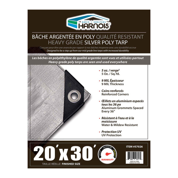 Kotap Bâche En Poly Argent 6 Pi X 10 Pi Tissage Croisé 14