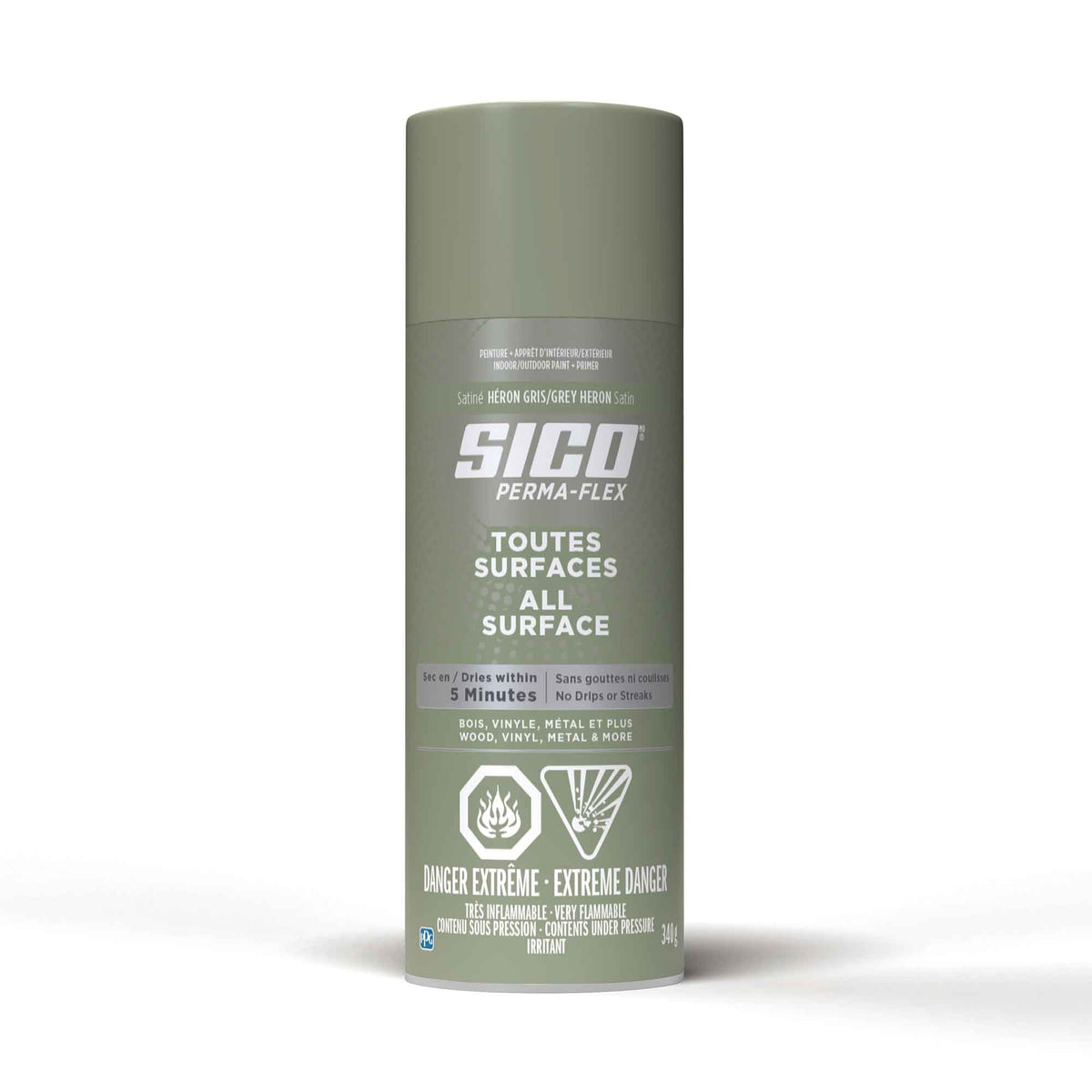 Peinture Aérosol Perma-flex, Héron gris satiné, 340 ml