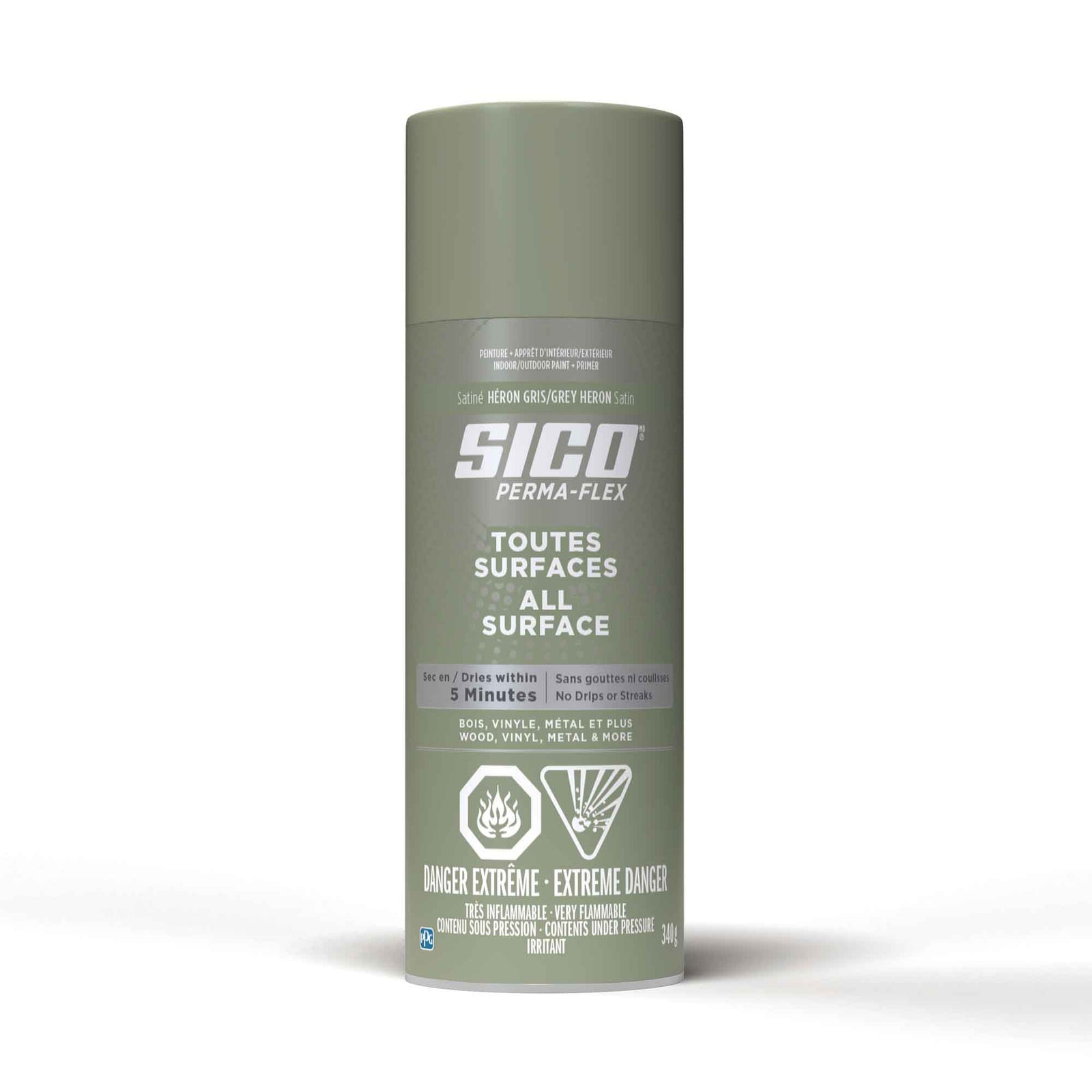 Peinture Aérosol Perma-flex, Héron gris satiné, 340 ml