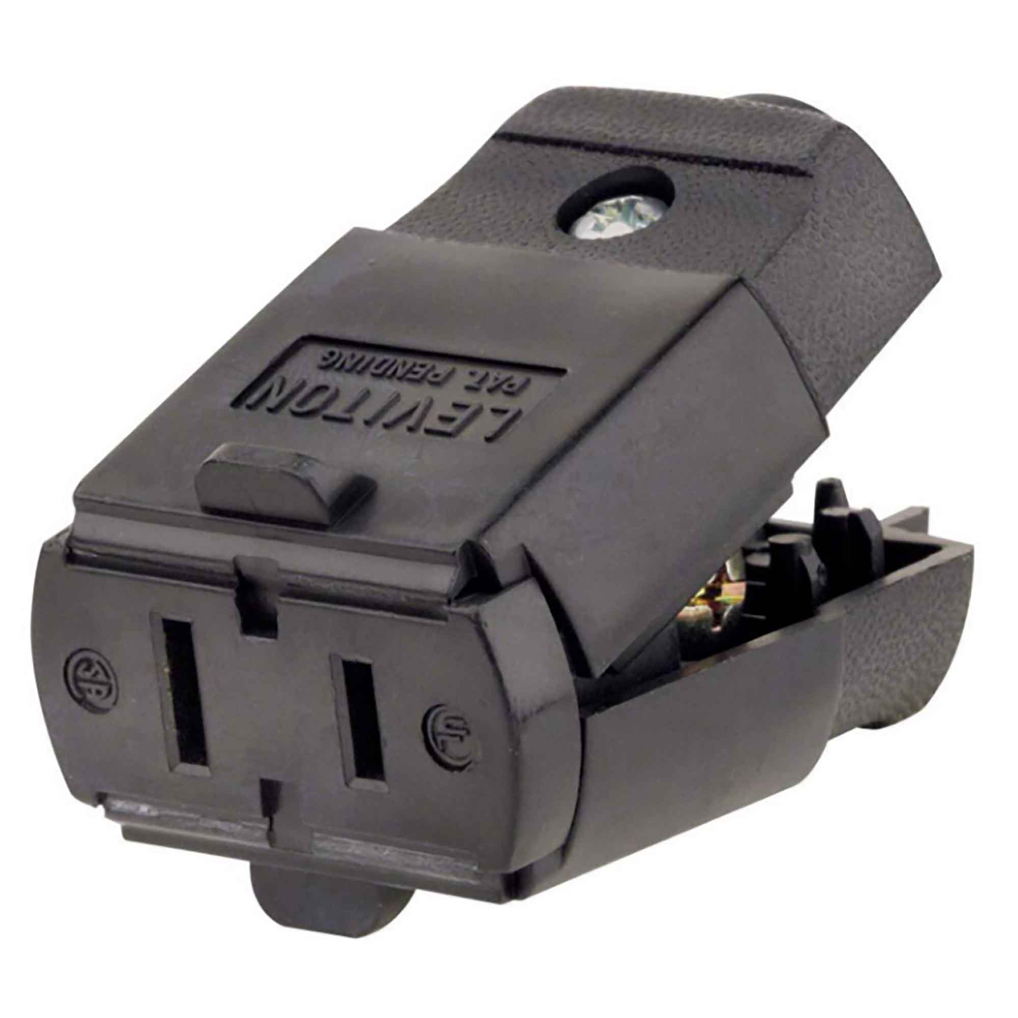 Connecteur bifilaire de 15 A / 125 V à 2 pôles et à 2 fils, noir