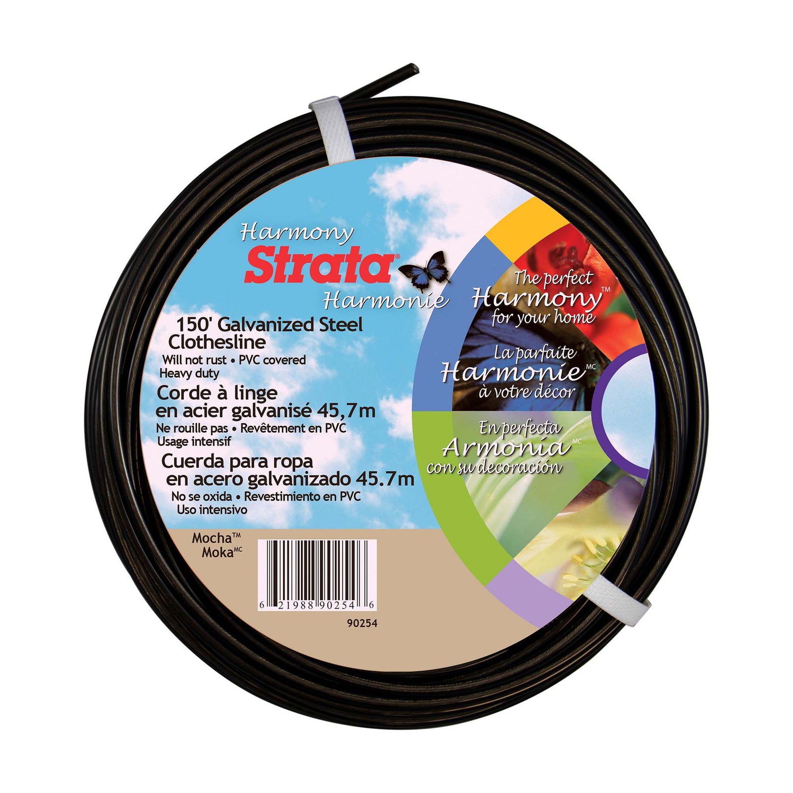 Corde à linge Harmonie de couleur moka - 150'