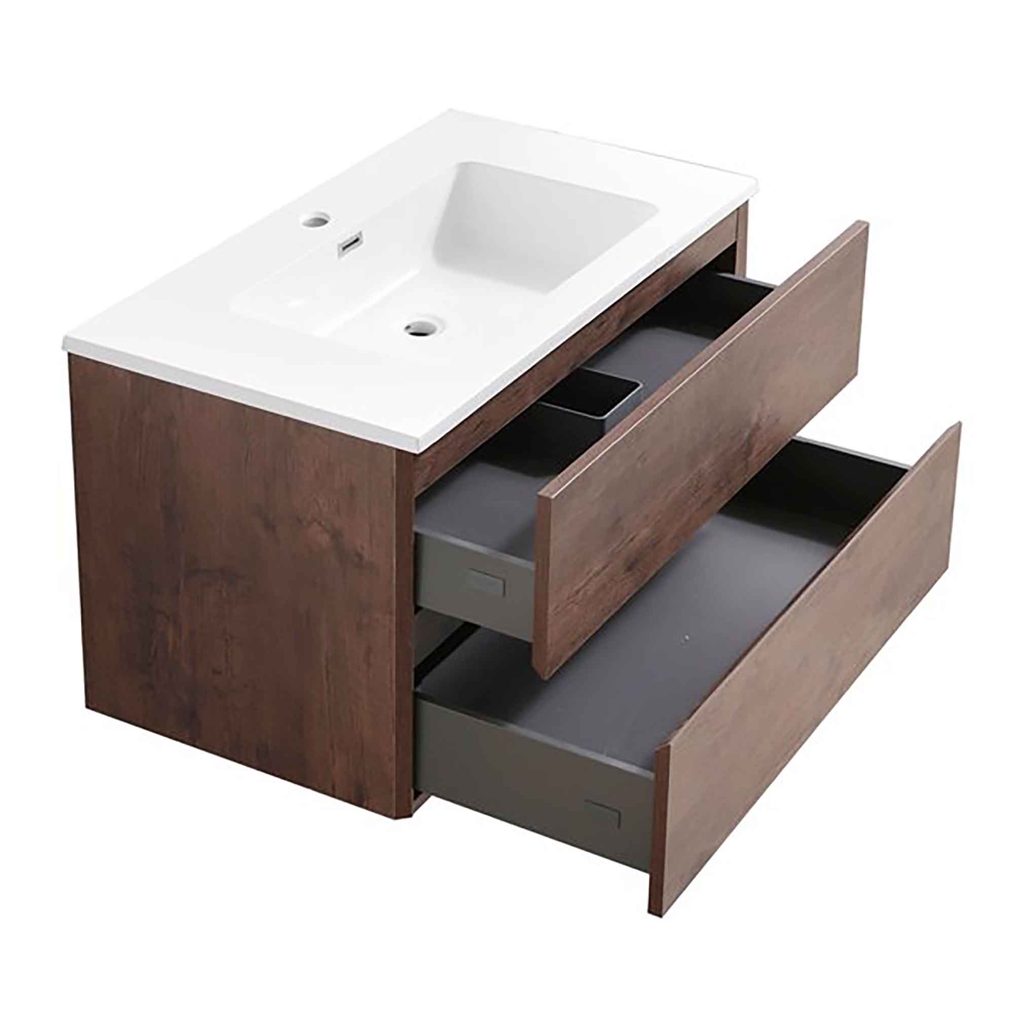 Vanité salle de bain suspendu, 36'', rosewood