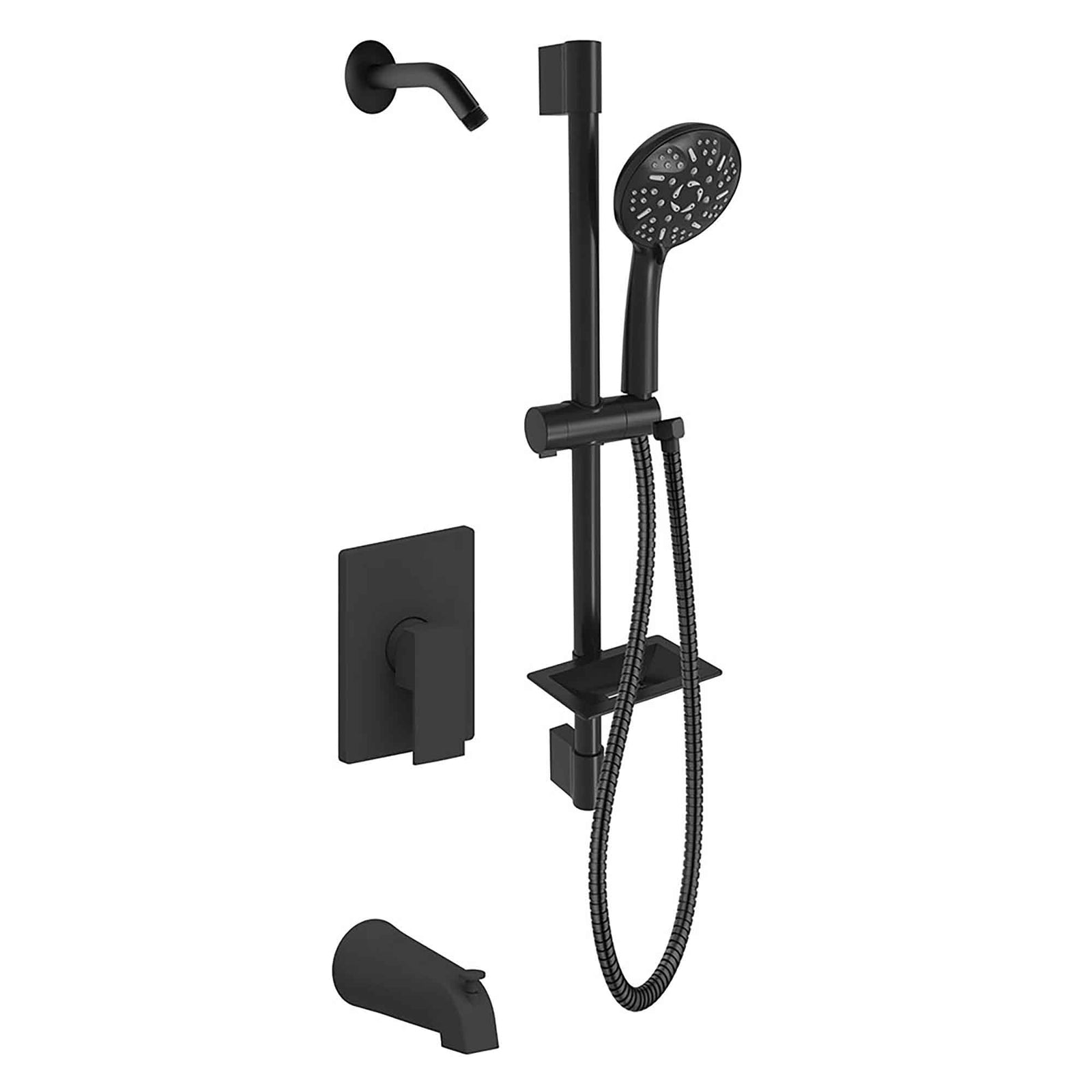 ensemble de barres mural pour bain-douche robinet, noir mat