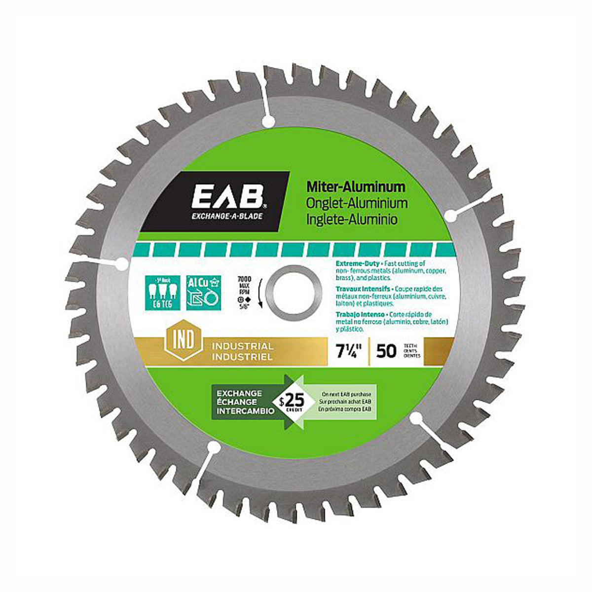 Lame de scie industrielle pour métaux non ferreux, 7-1/4''