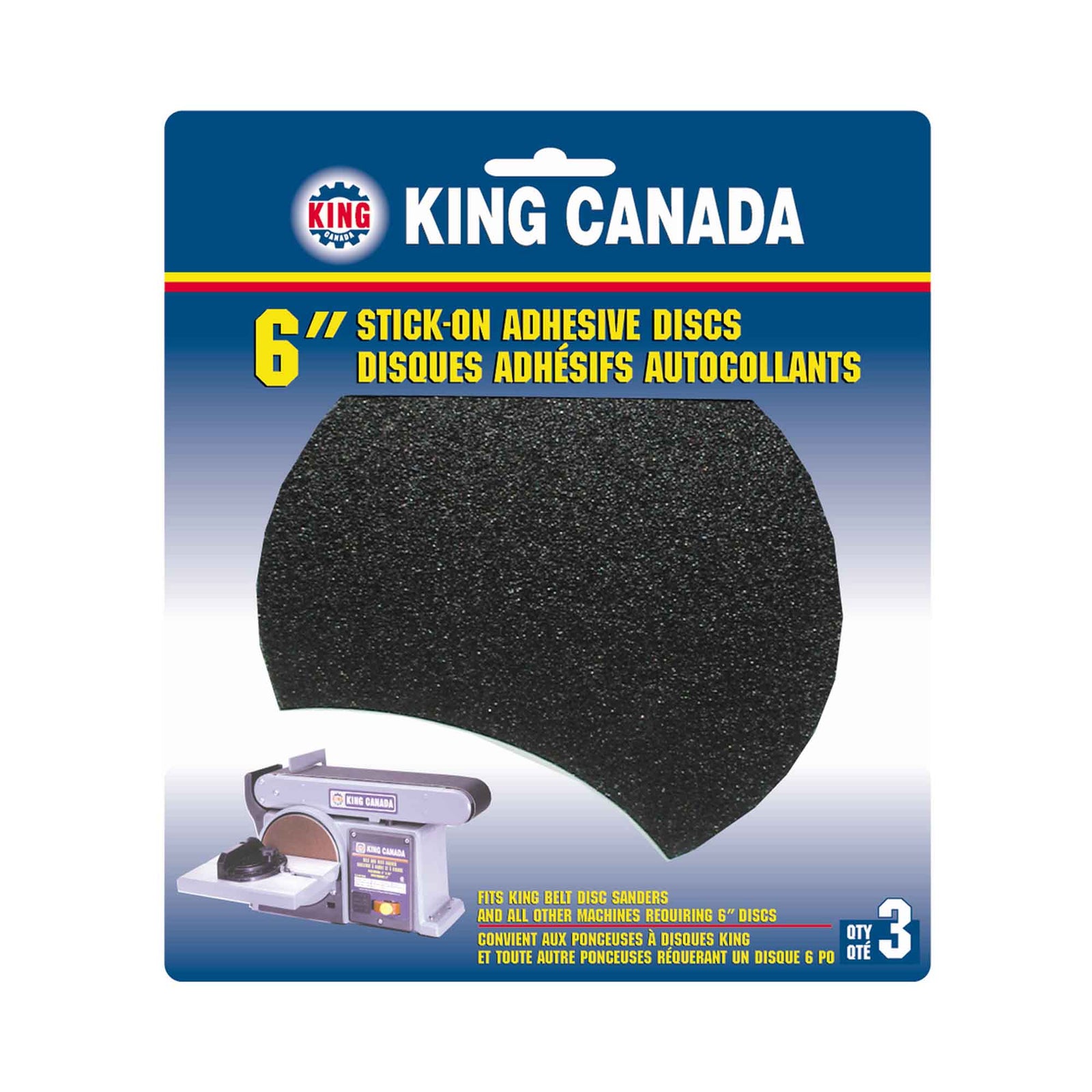 Disque de ponçage pour le bois autocollant de 6", grain 60 (3 unités)