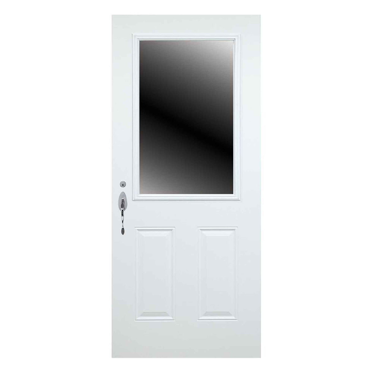 Porte d&#39;acier extérieur, modèle B02, gauche 34&#39;&#39;, verre fixe,  blanc