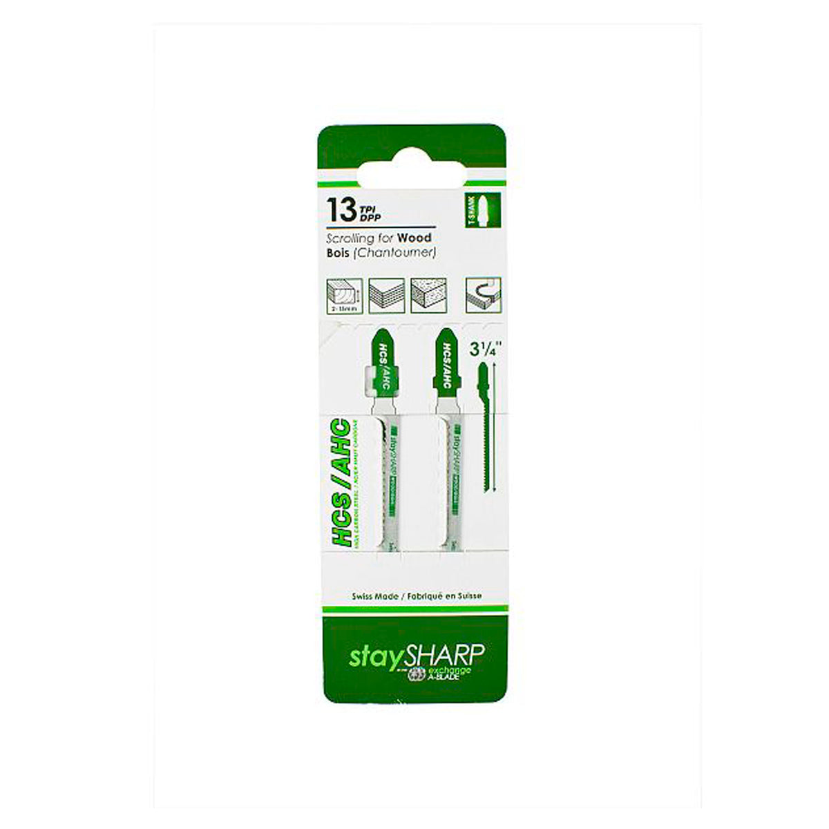 Lame de scie sauteuse, chantourner, tige T, 3-1/4&#39;&#39; x 13 dents (emballage de 2)