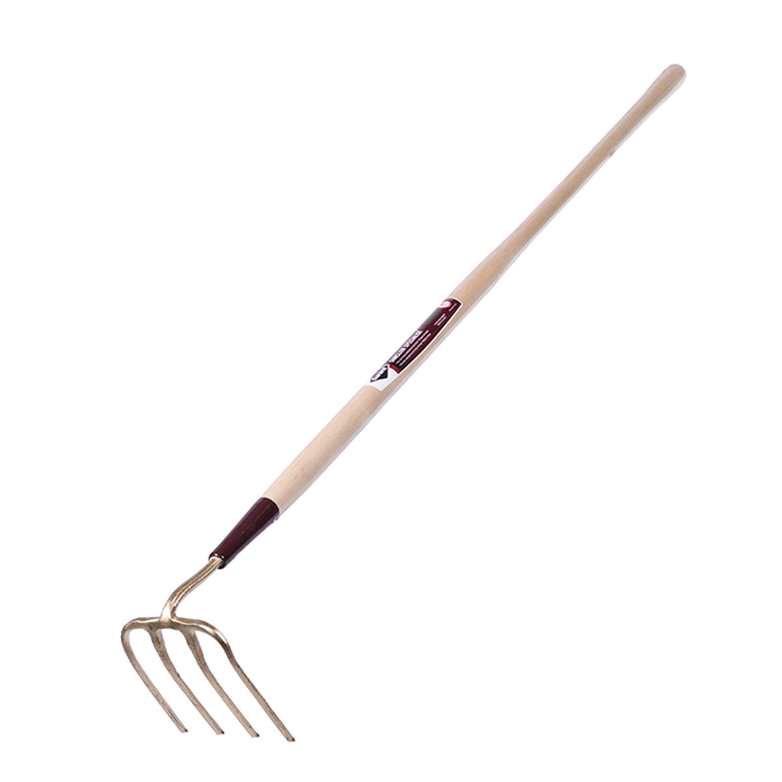 Sarcloir à patates, 4 dents de 6" à bout plat, manche en bois dur 52"