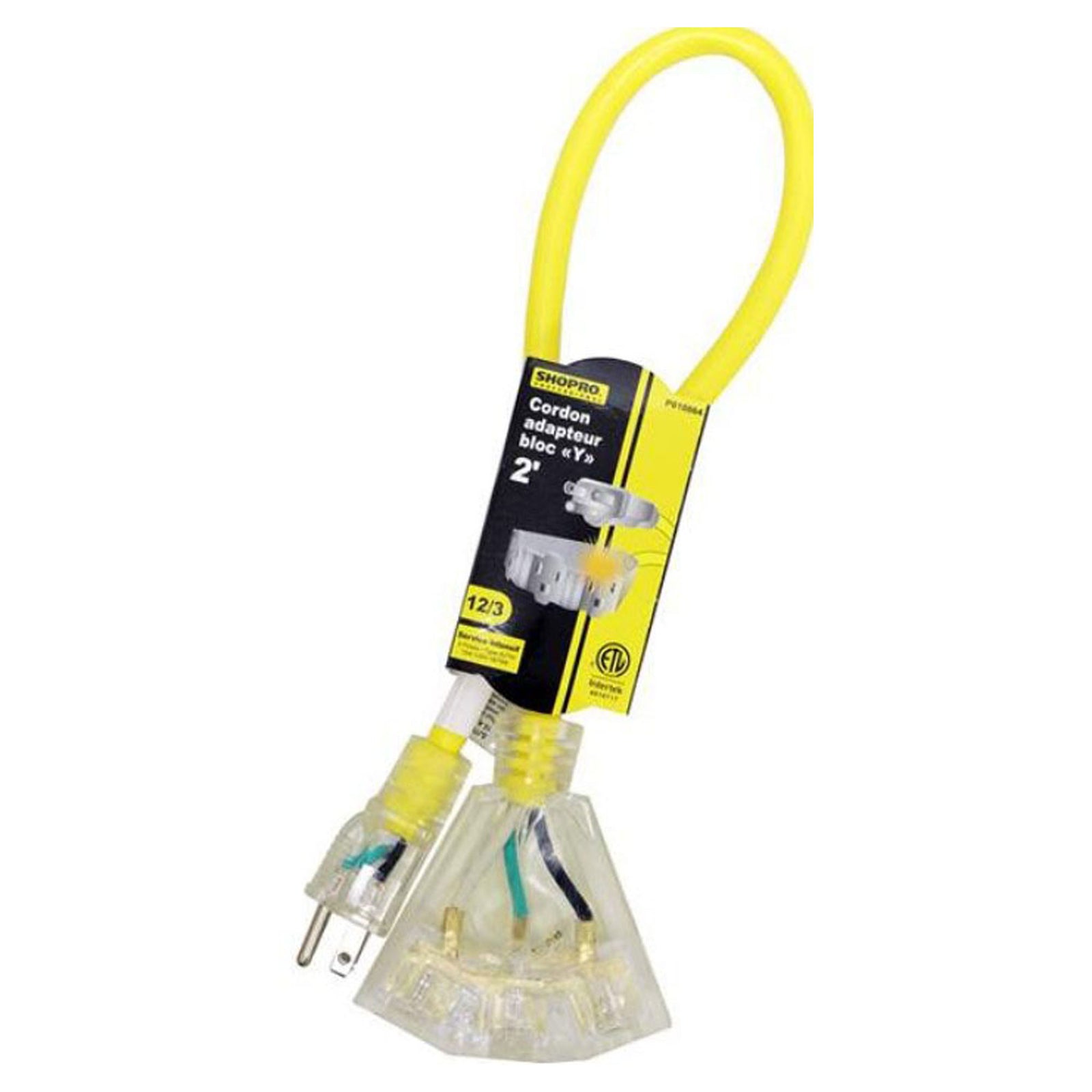 Rallonge électrique, avec 3 prises, calibre 12/3, 2'