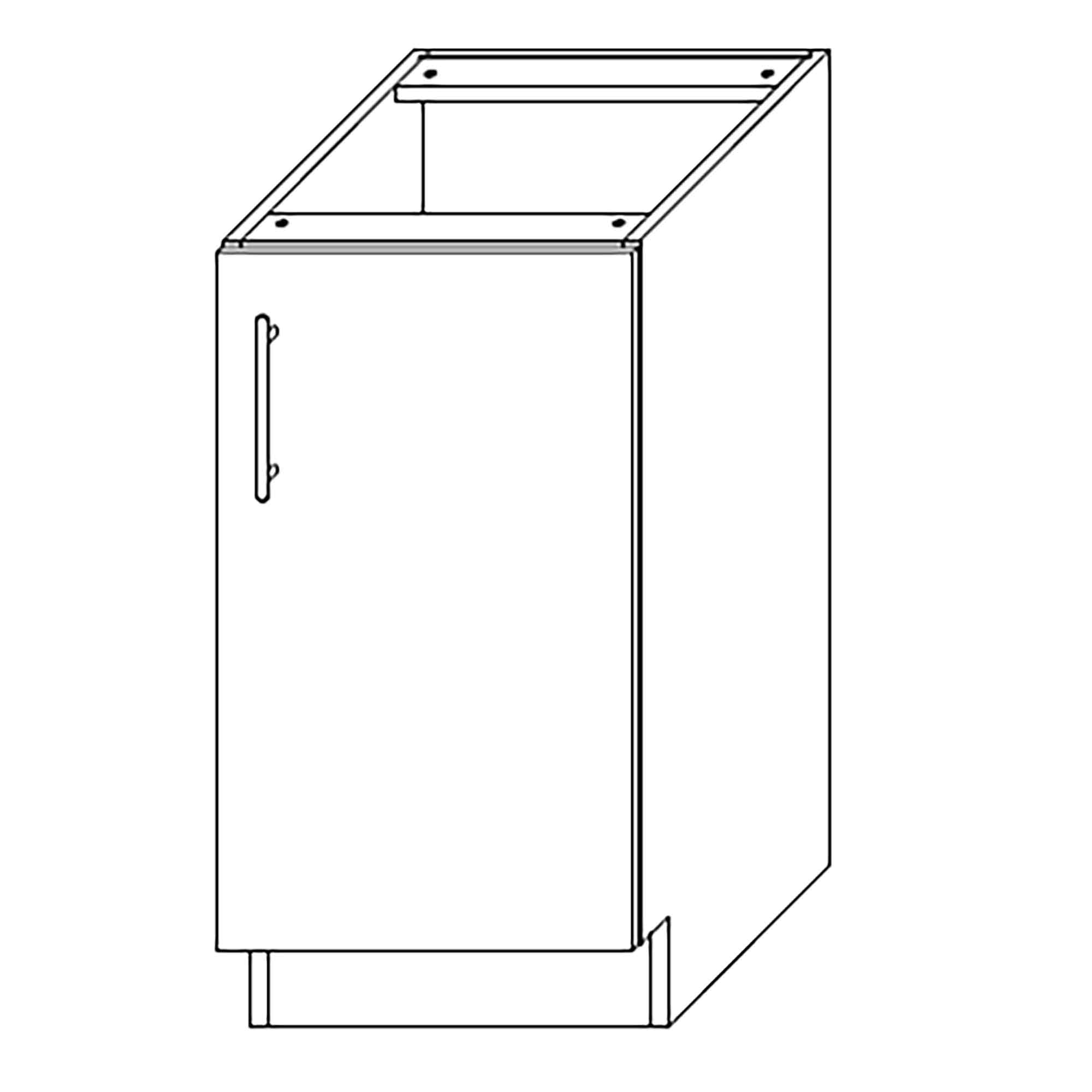 Caisson bas d'armoire 1 porte, 1 tablette, 18'', gris lustré