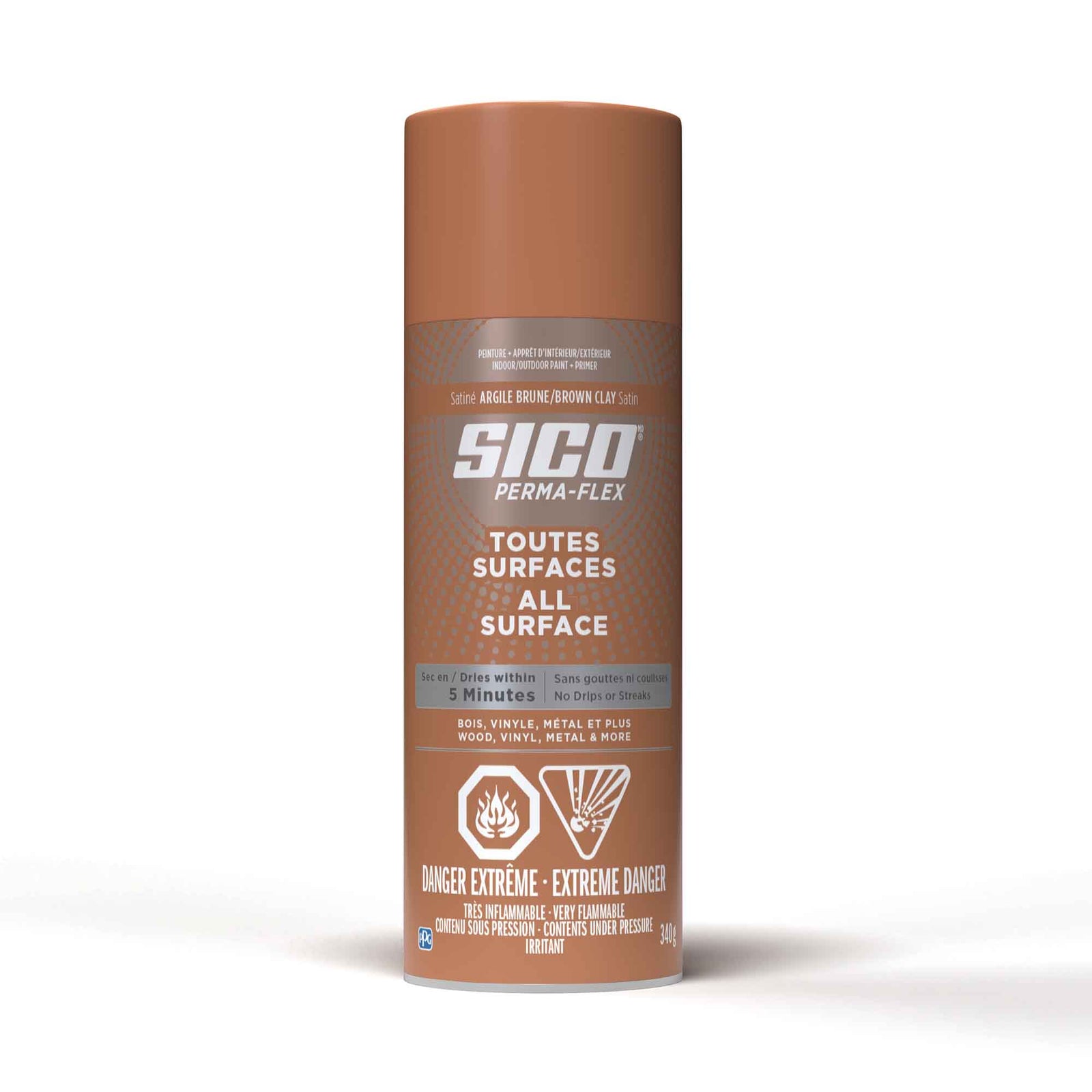 Peinture Aérosol Perma-flex, argile brun satiné, 340 ml