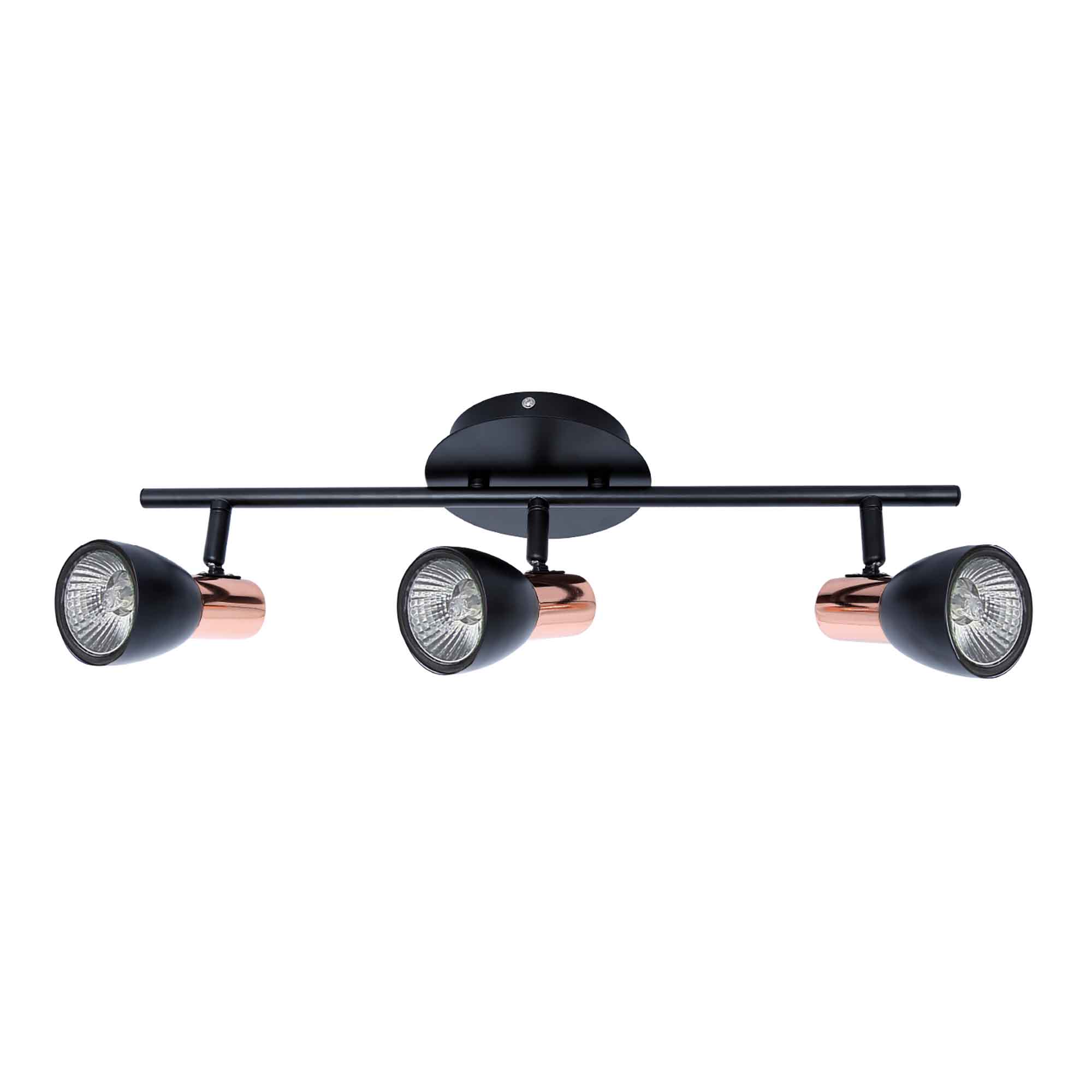 Rail d'éclairage Riviera à 3 lumières noir et cuivre, 24,4" x 6,6"