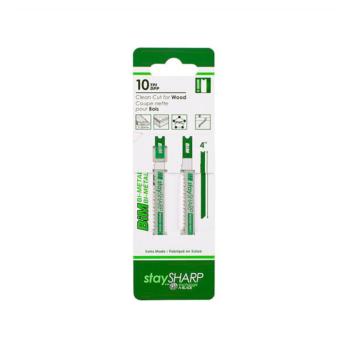 Lame de scie sauteuse, tige U, 4&#39;&#39; x 10 dents (emballage de 2)