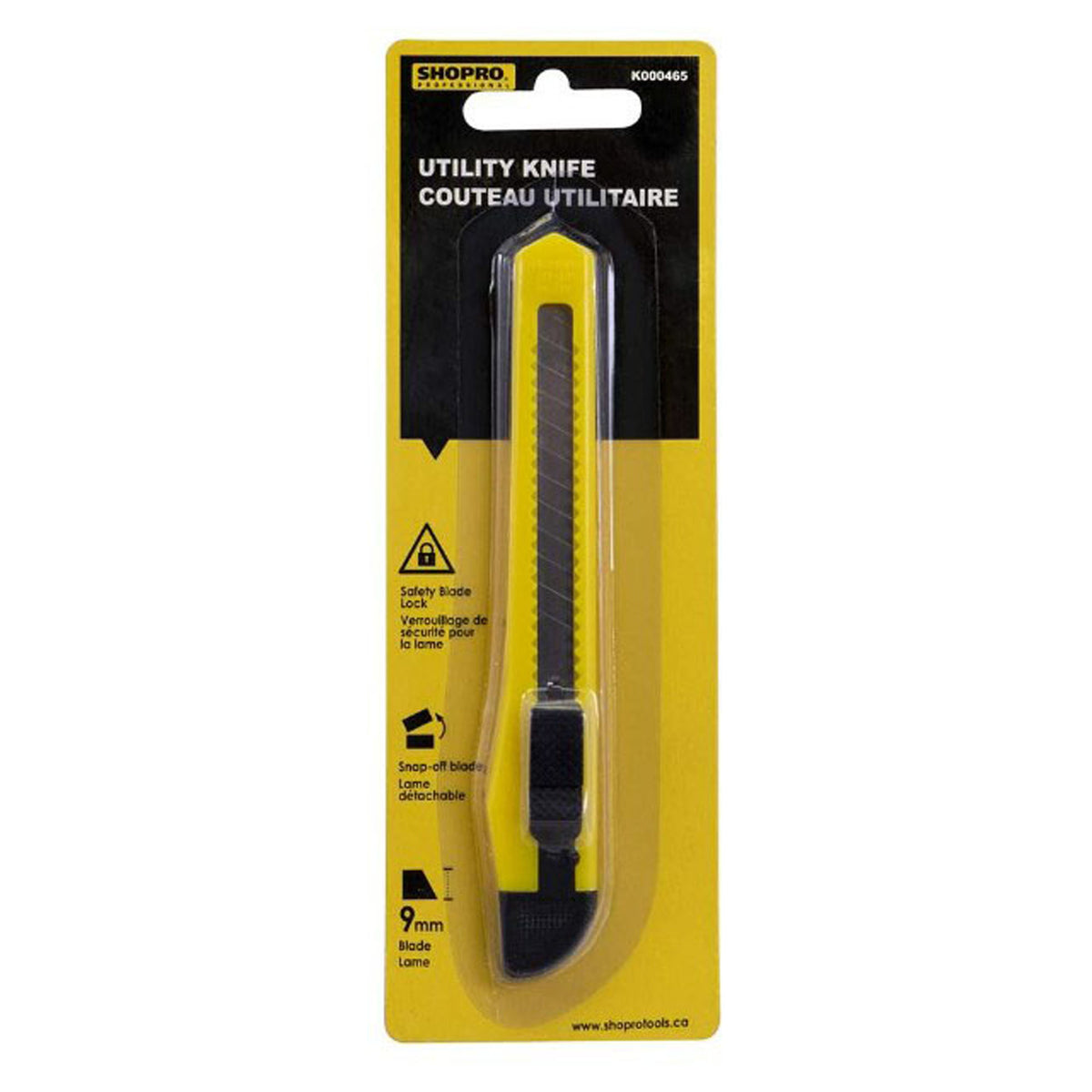 Couteau tout usage, rétractable, en plastique