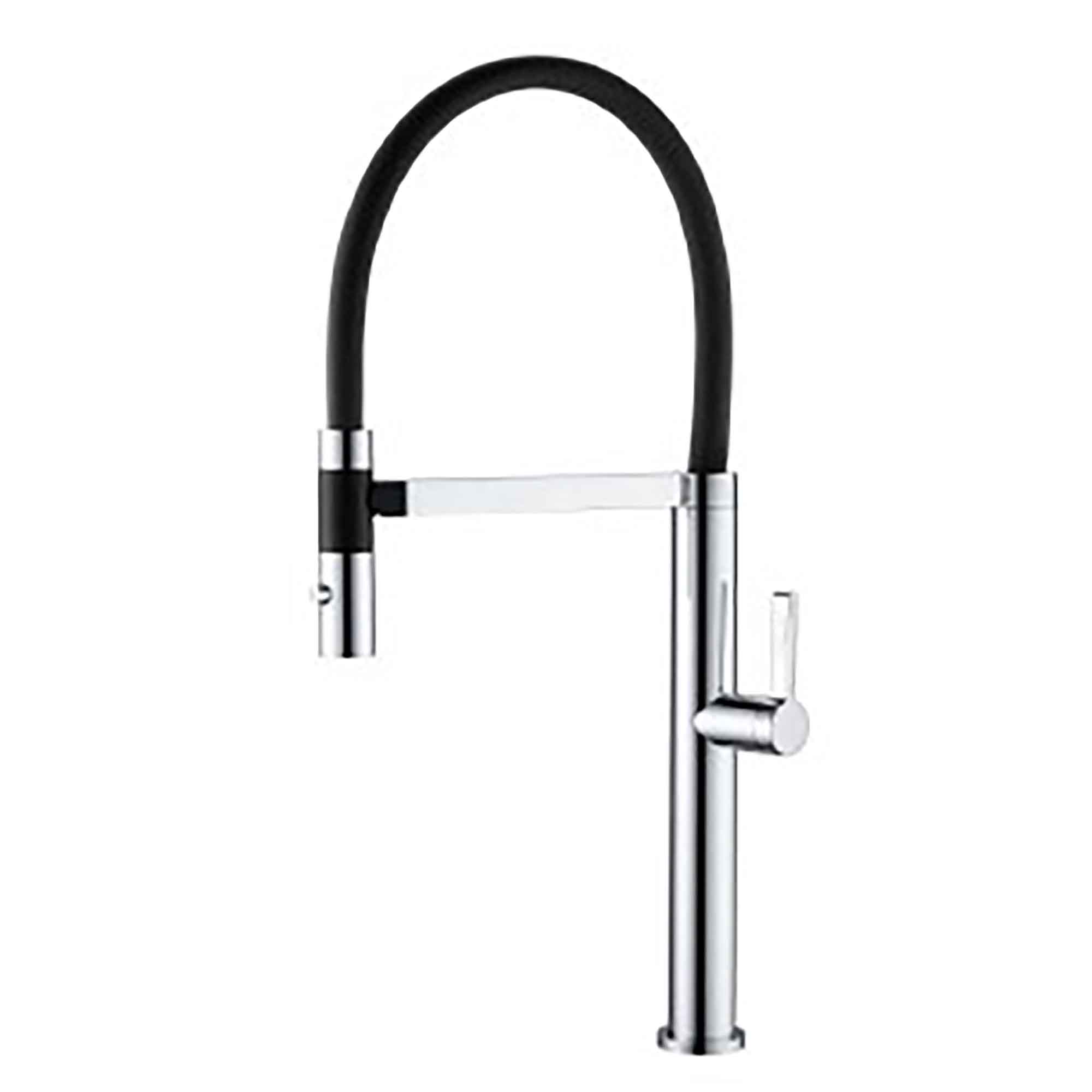 Robinet de cuisine flexible à 1 trou Clara, noir mat et chrome