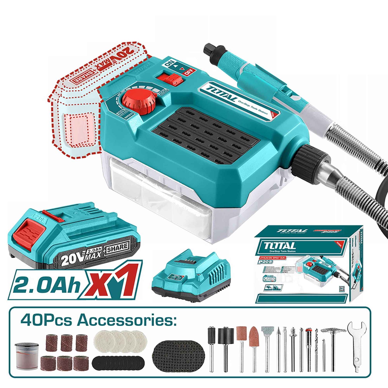 Ensemble Dremel à batterie sans balais, 20 Volt