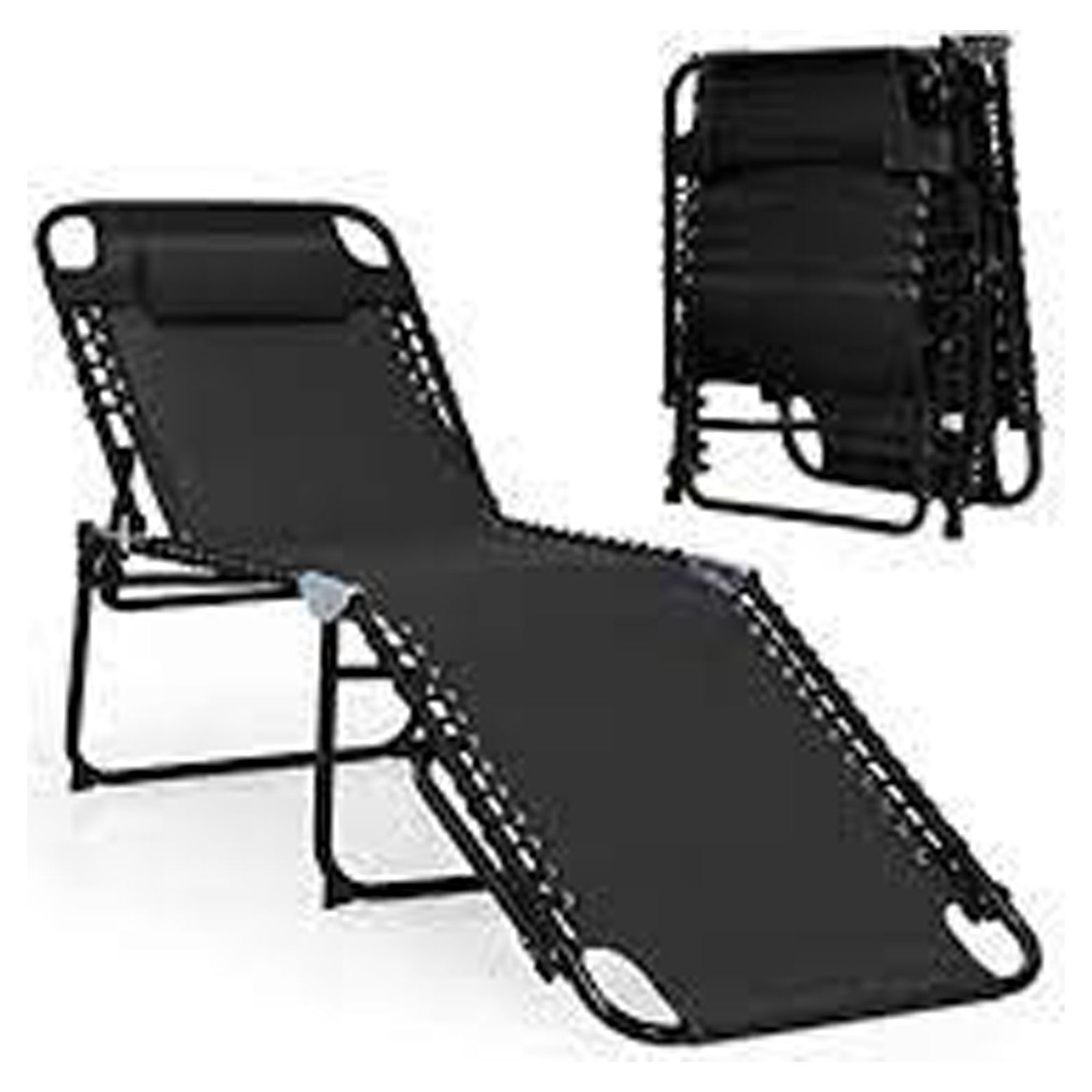 Chaise longue, pliante, avec coussin appui tête