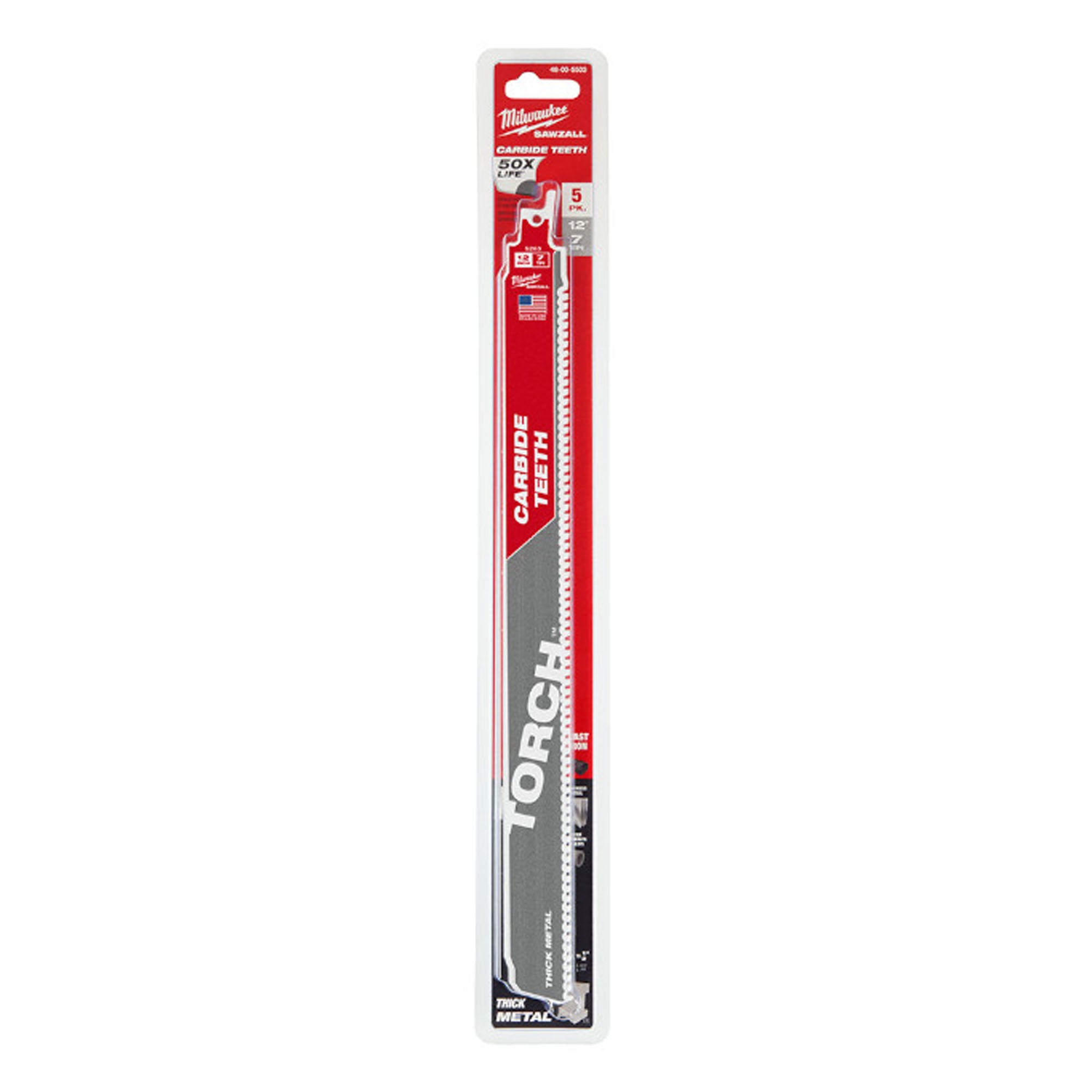 Lame de scie alternative Sawzall Torch au carbure, 12'' X 7 TPI (emballage de 5)