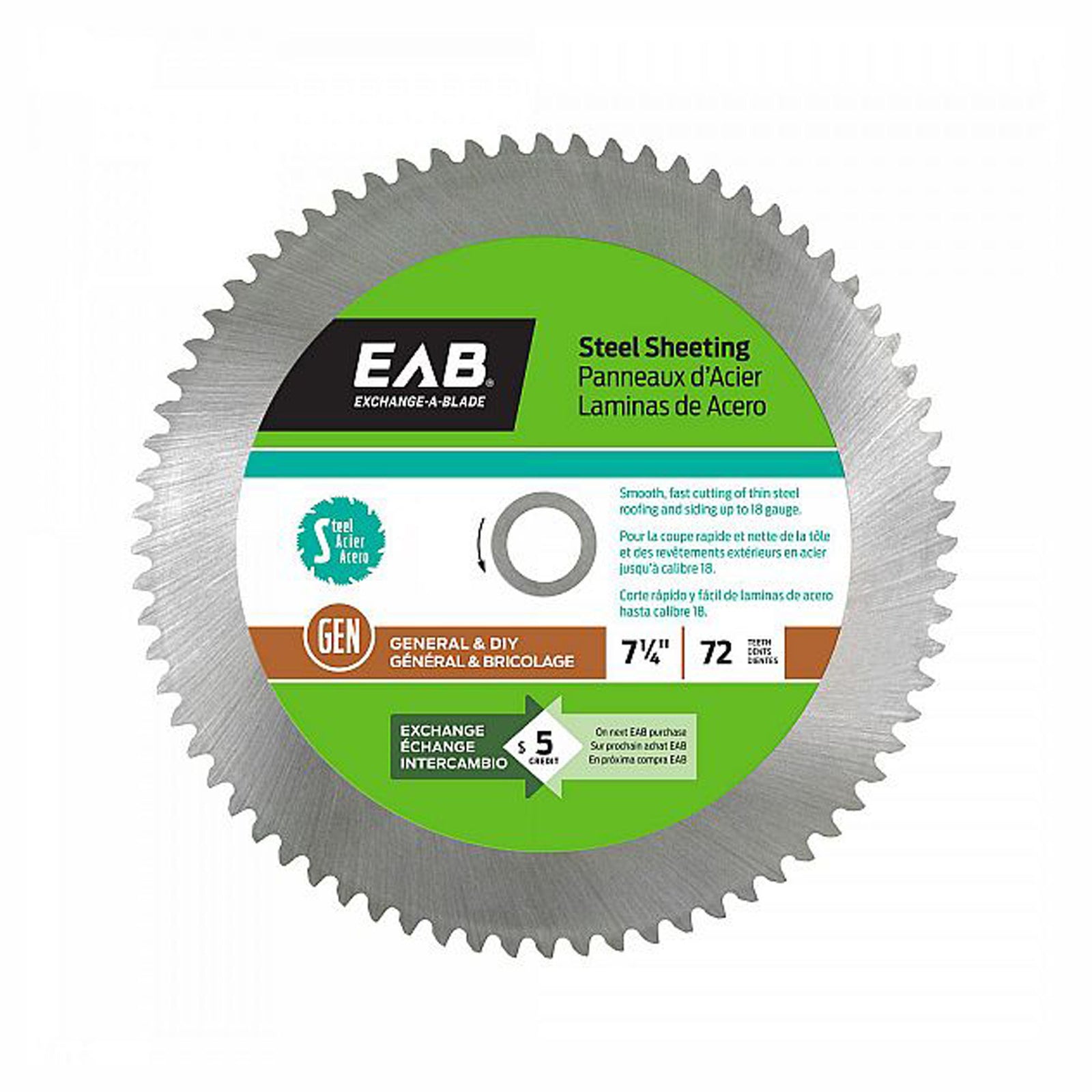 Lame de scie circulaire, pour panneaux d'acier, 7-1/4'' x 72 dents