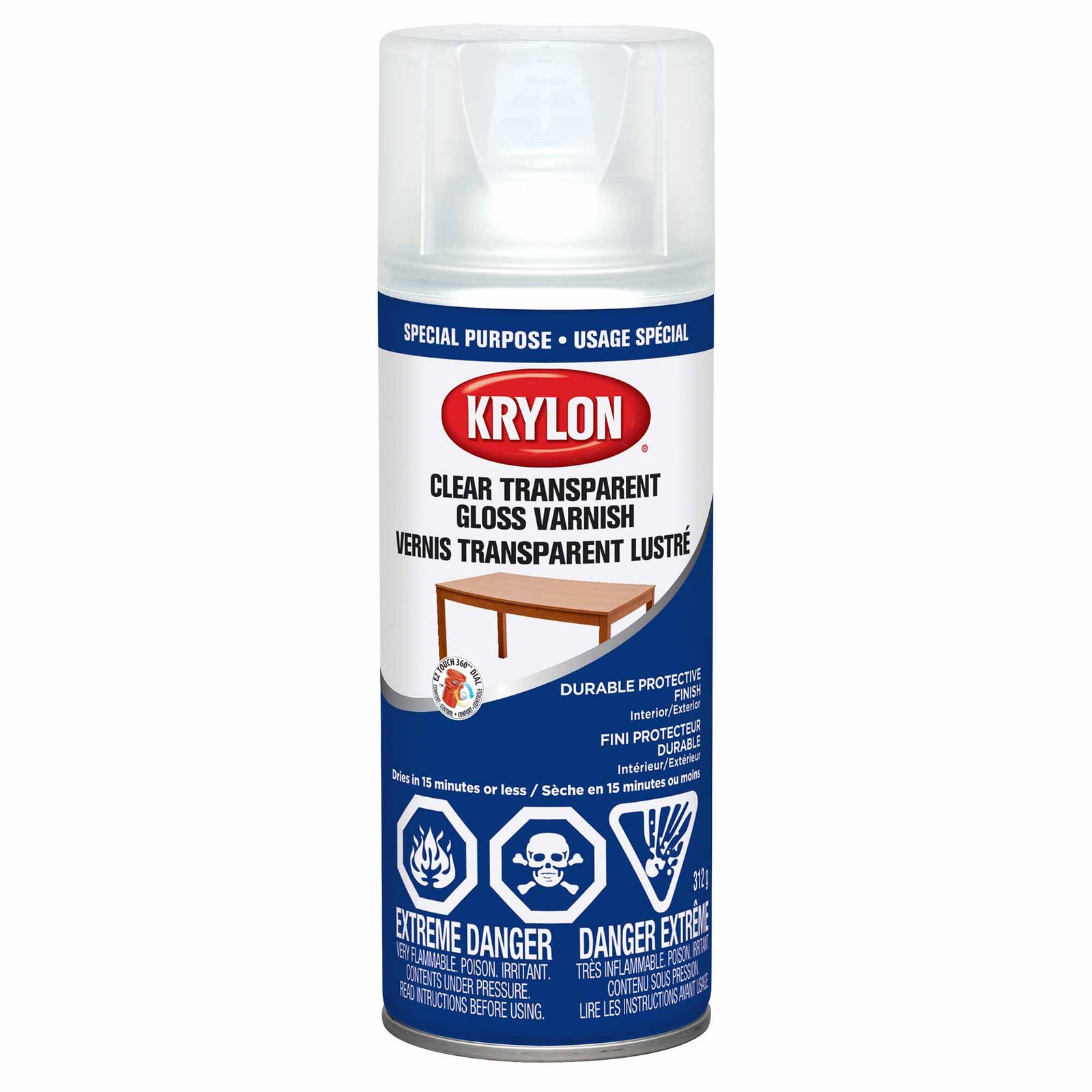 Krylon aérosol vernis transparent lustré, 312 g