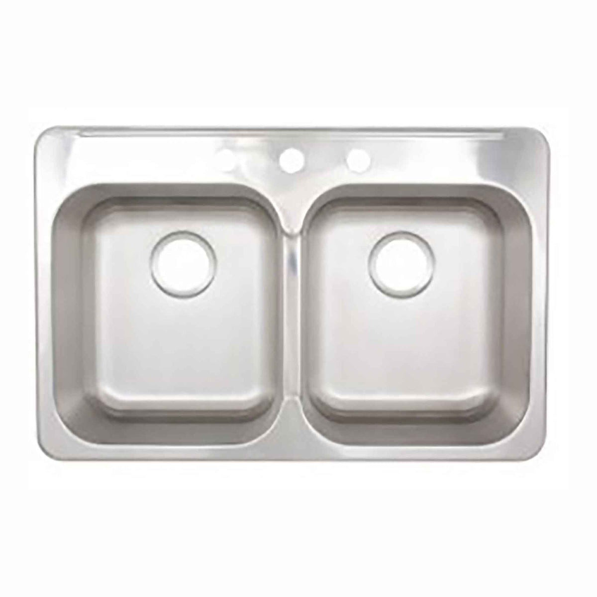 Évier double, acier inoxydable, 3 trous, 31-1/4'' x 20-1/2'' x 7''