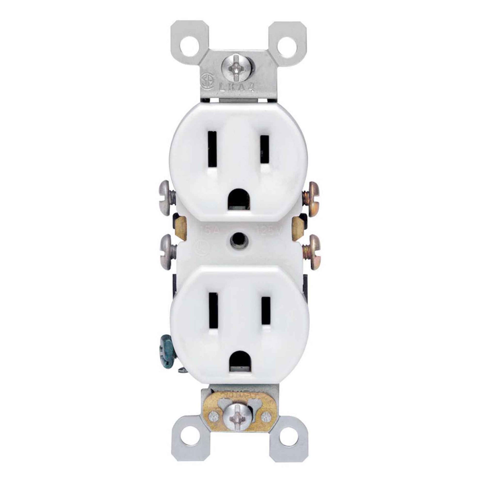 Prise double, 15 A / 125 V (blanc)