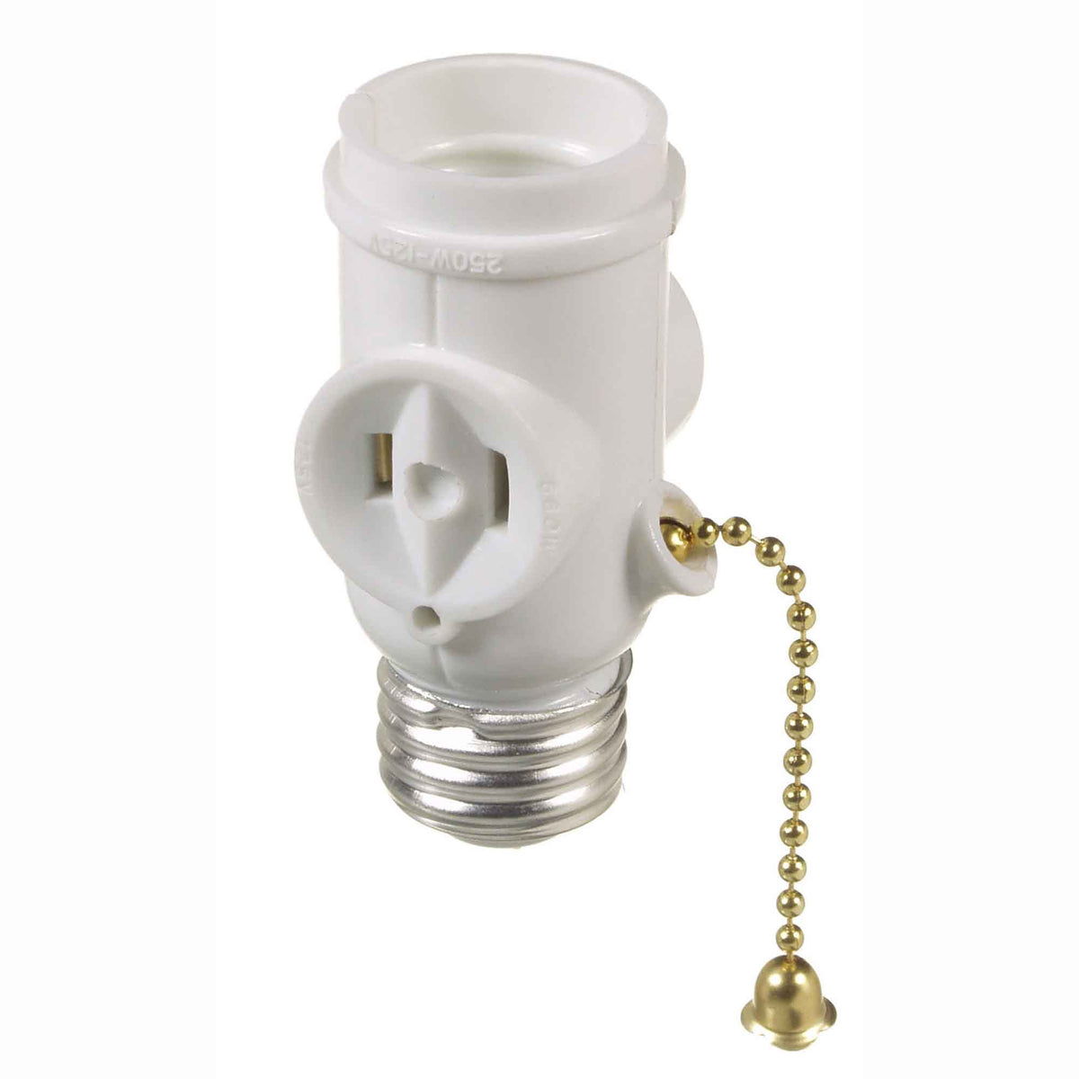 Douille d’intérieur avec deux sorties de 125 V / 660 W et chaîne, blanc