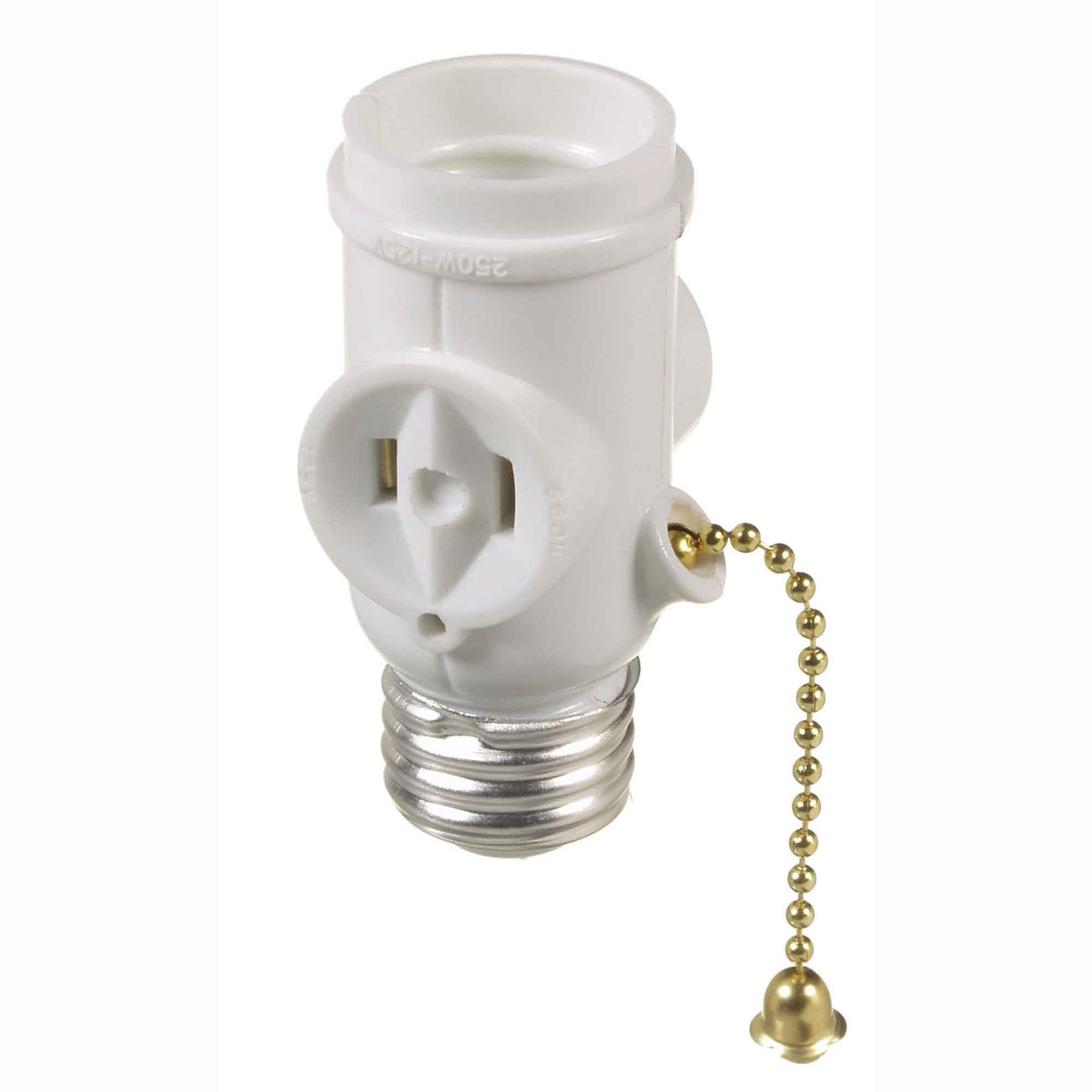 Douille d’intérieur avec deux sorties de 125 V / 660 W et chaîne, blanc