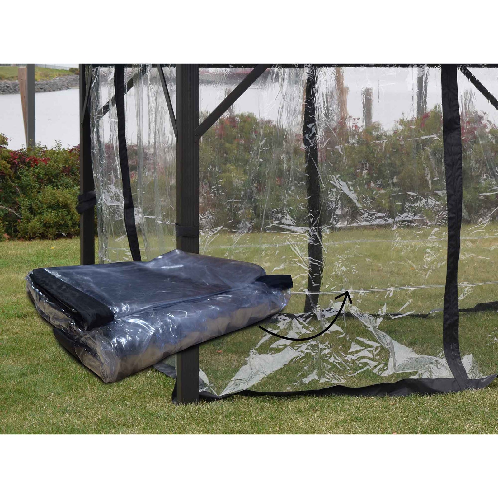 Rideau claire double attache pour gazebo, 10'x10' 
