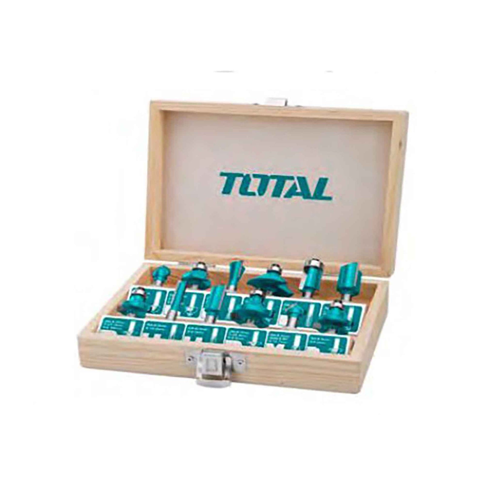 Ensemble de 12 mèches à toupie, avec coffre