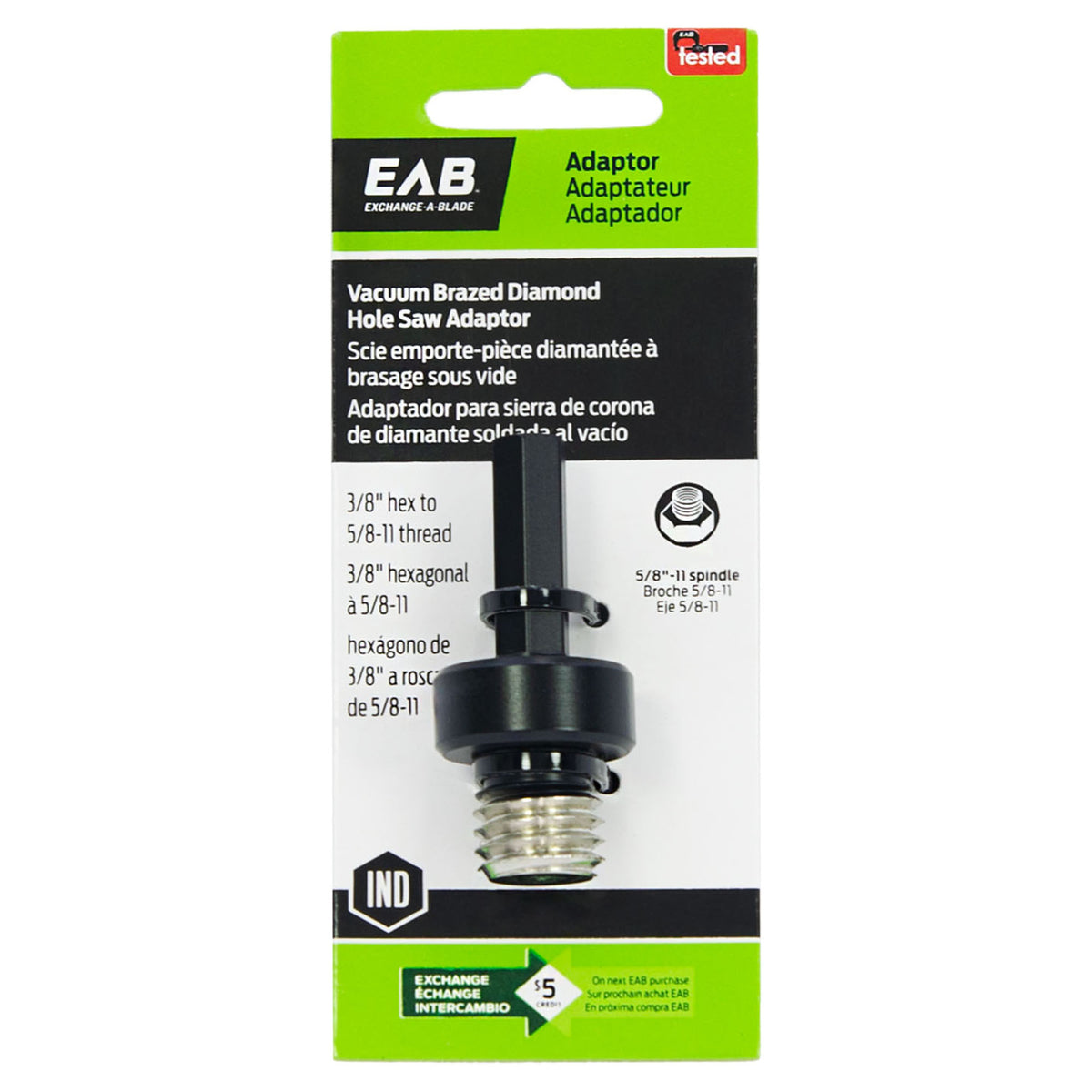 Adaptateur de perceuse, pour scie-cloche, 3/8''