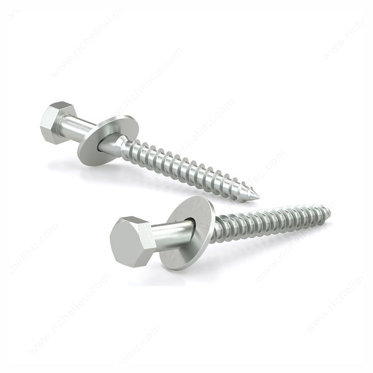 ZZ - Boulon tire-fond zingué, tête hexagonale avec rondelle, gros filet, 1/4'' x 2'' (emballage de 8)