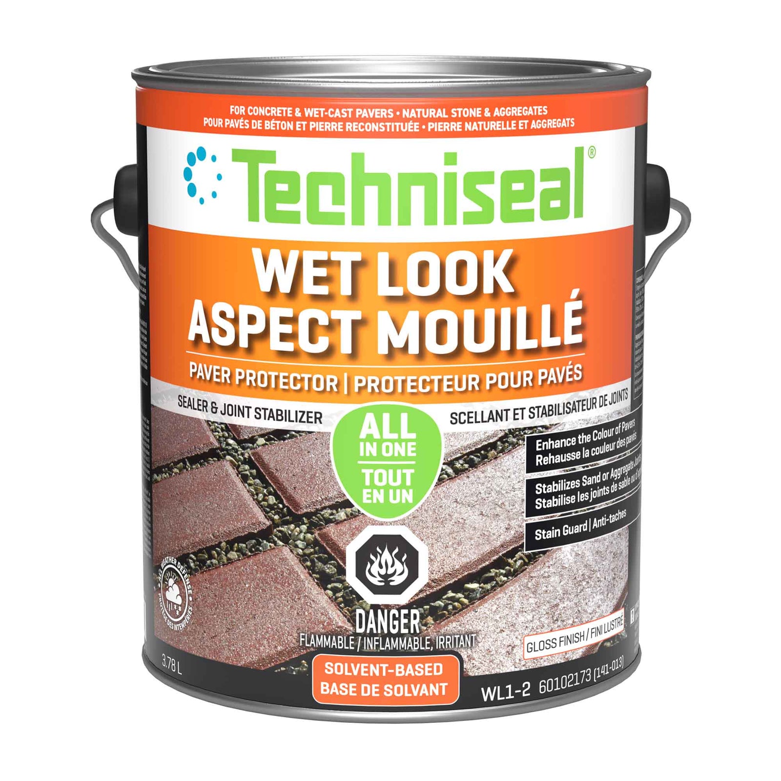 Scellant pour pavés de béton WL 1-2 à base de solvant et à aspect mouillé et lustré, 3,78 L