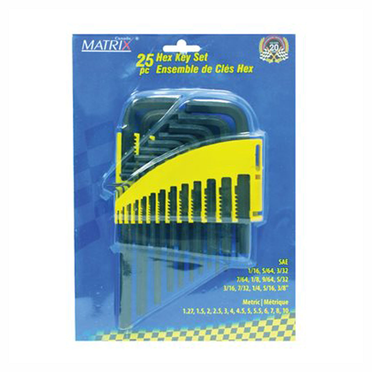 Ensemble de 25 clés Allen, SAE et métrique