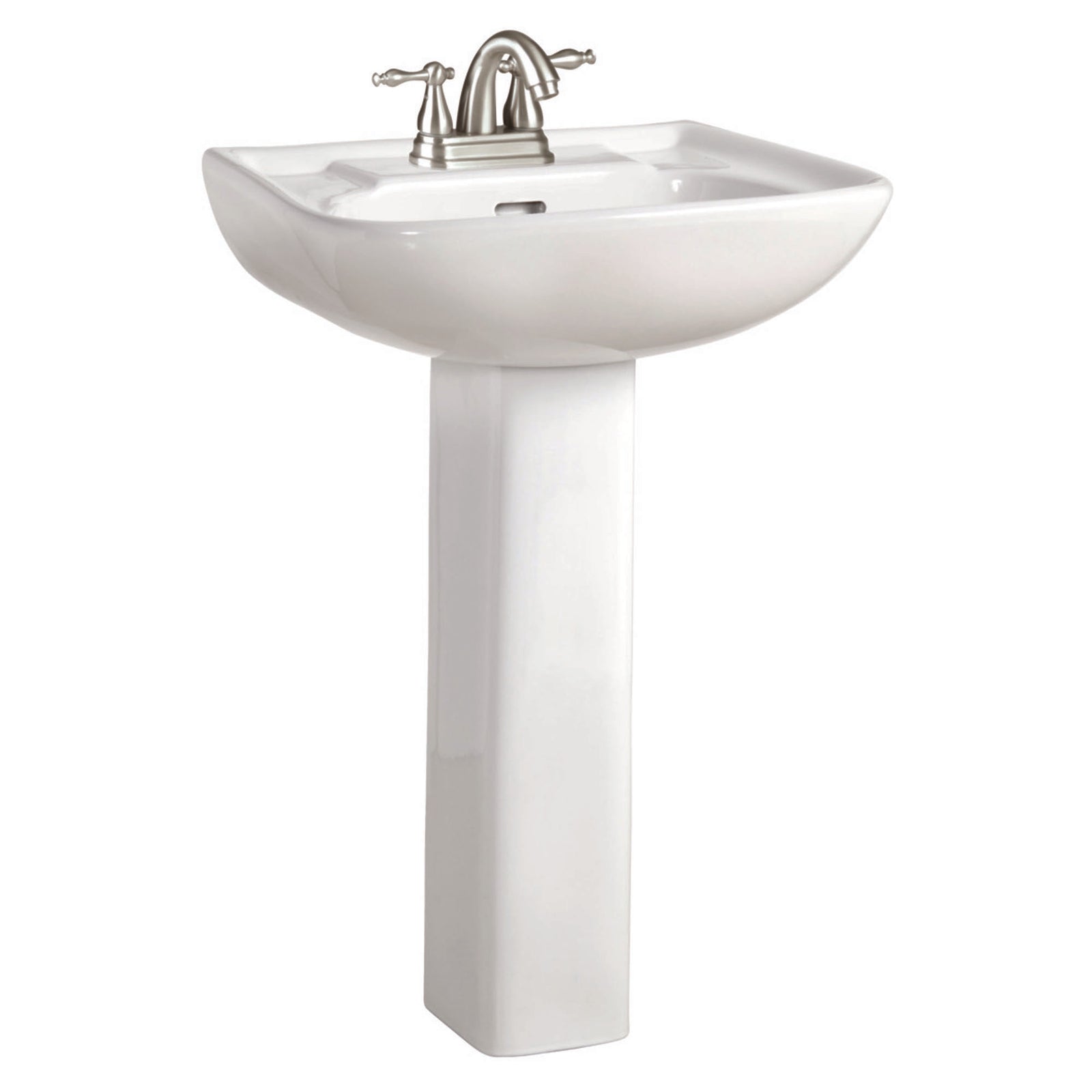 Lavabo porcelaine sur pied, blanche, 4'' cc, 22-3/4'' x 19''