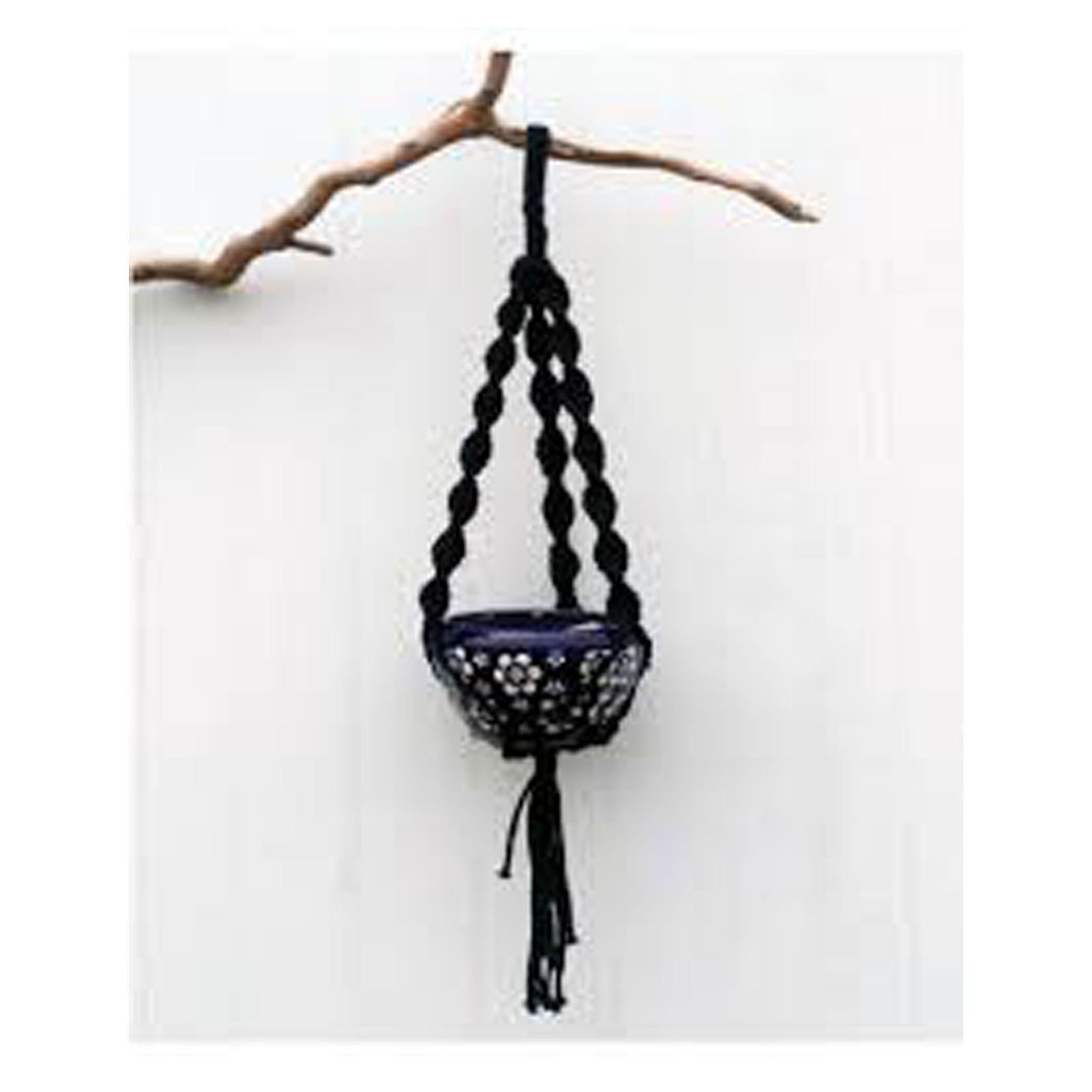 Cintre en macramé de coton, Style B, noir