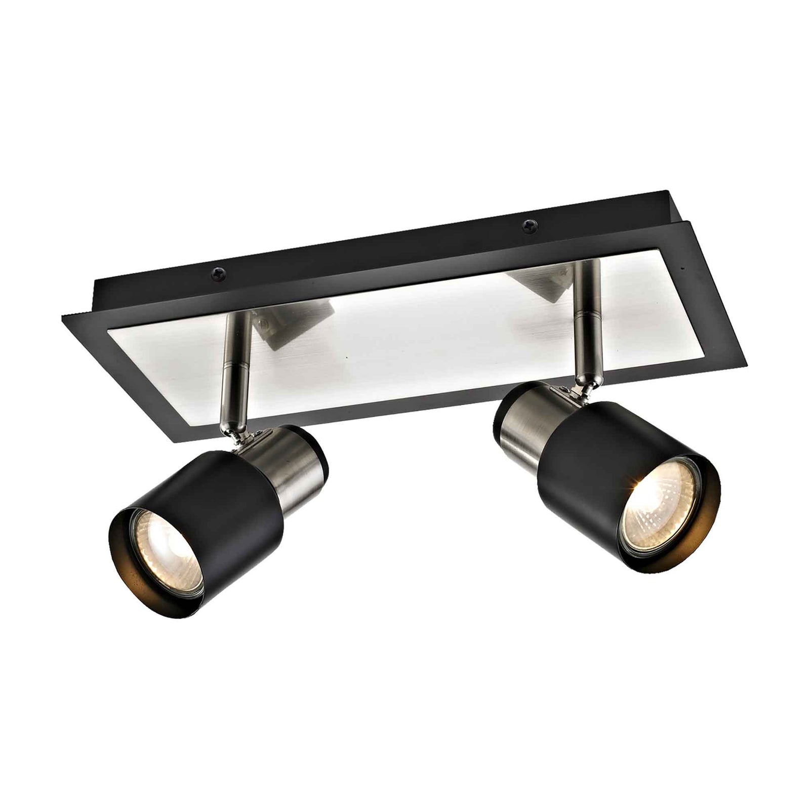 Rail d'éclairage Jackson à 2 têtes en nickel brossé et noir mat, 11,9" x 6,1" 