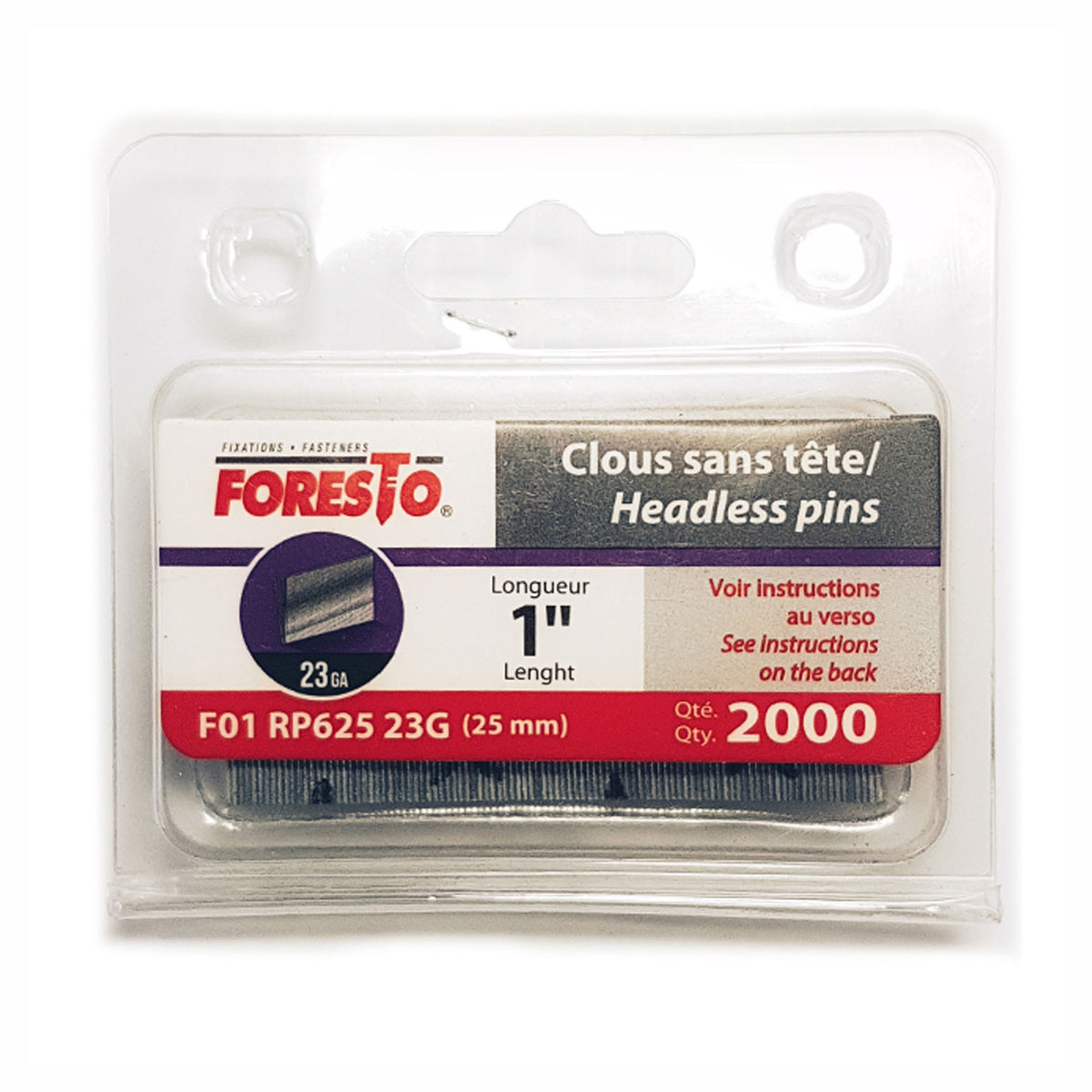 Clou de finition galvanisé, calibre 23, 1-3/8'' (emballage de 2 000)