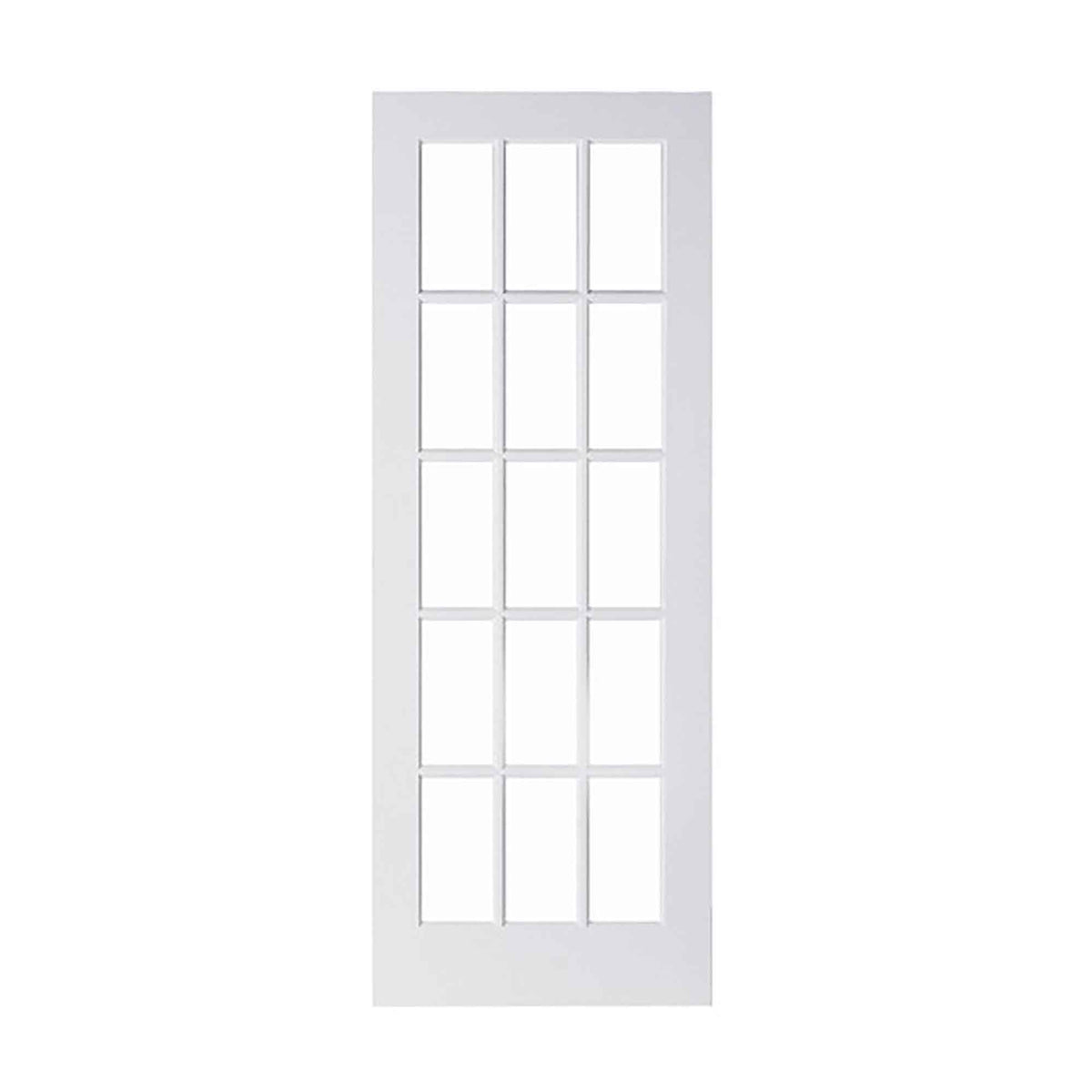 Porte Française de style Shaker à 15 verres clairs avec apprêt blanc, 32'' x 80'' 