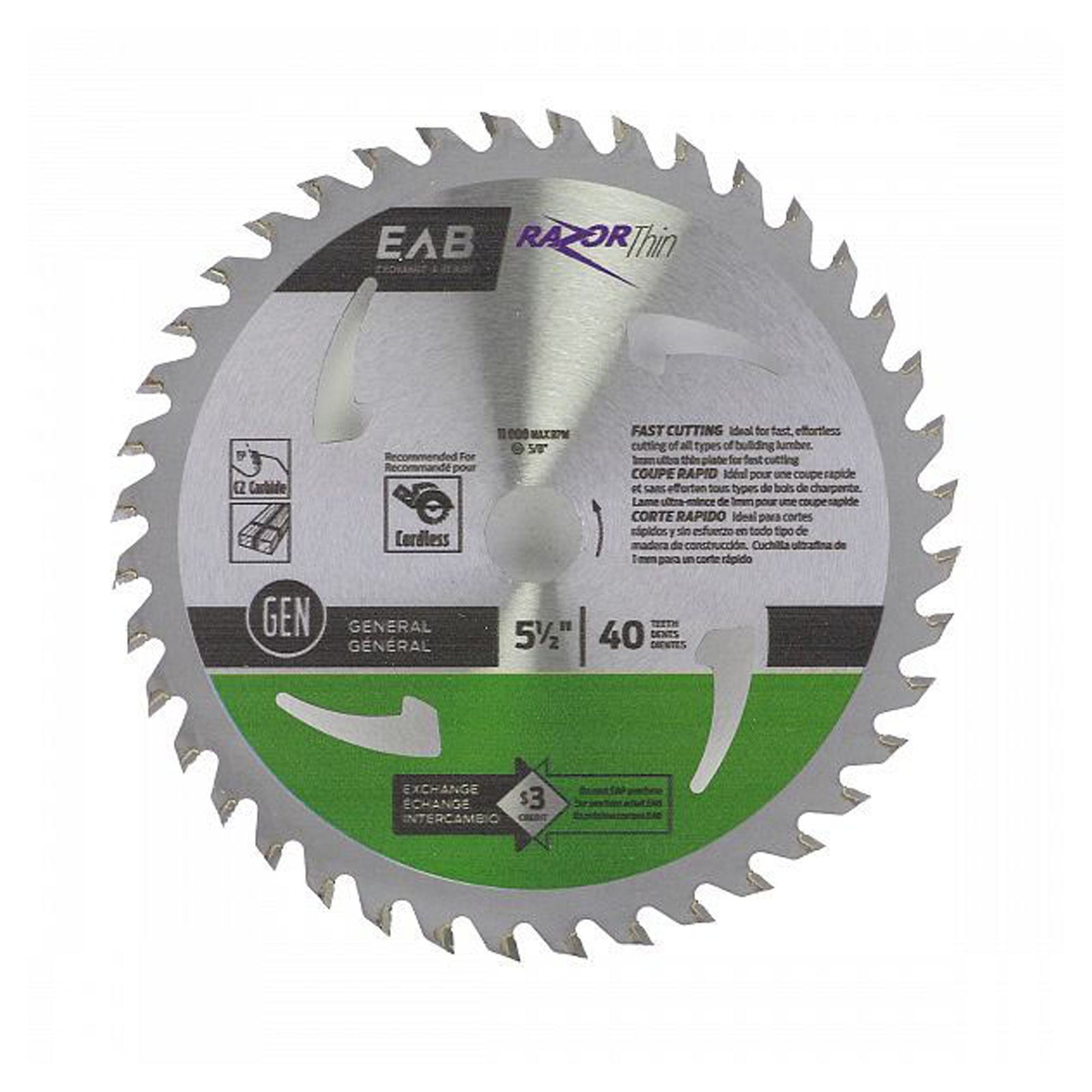 Lame de scie au carbure, Razor Thin, par 40 dents, 4-1/2''