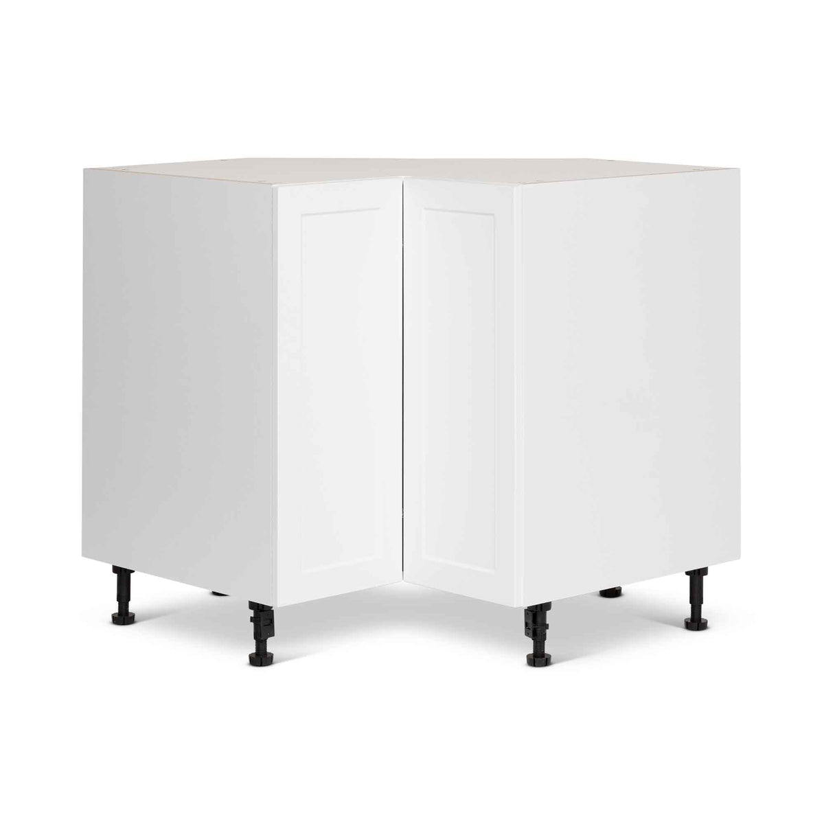 Module de bas d&#39;armoire de cuisine en coin de style Shaker en mélamine blanche avec 2 portes, 33&quot;