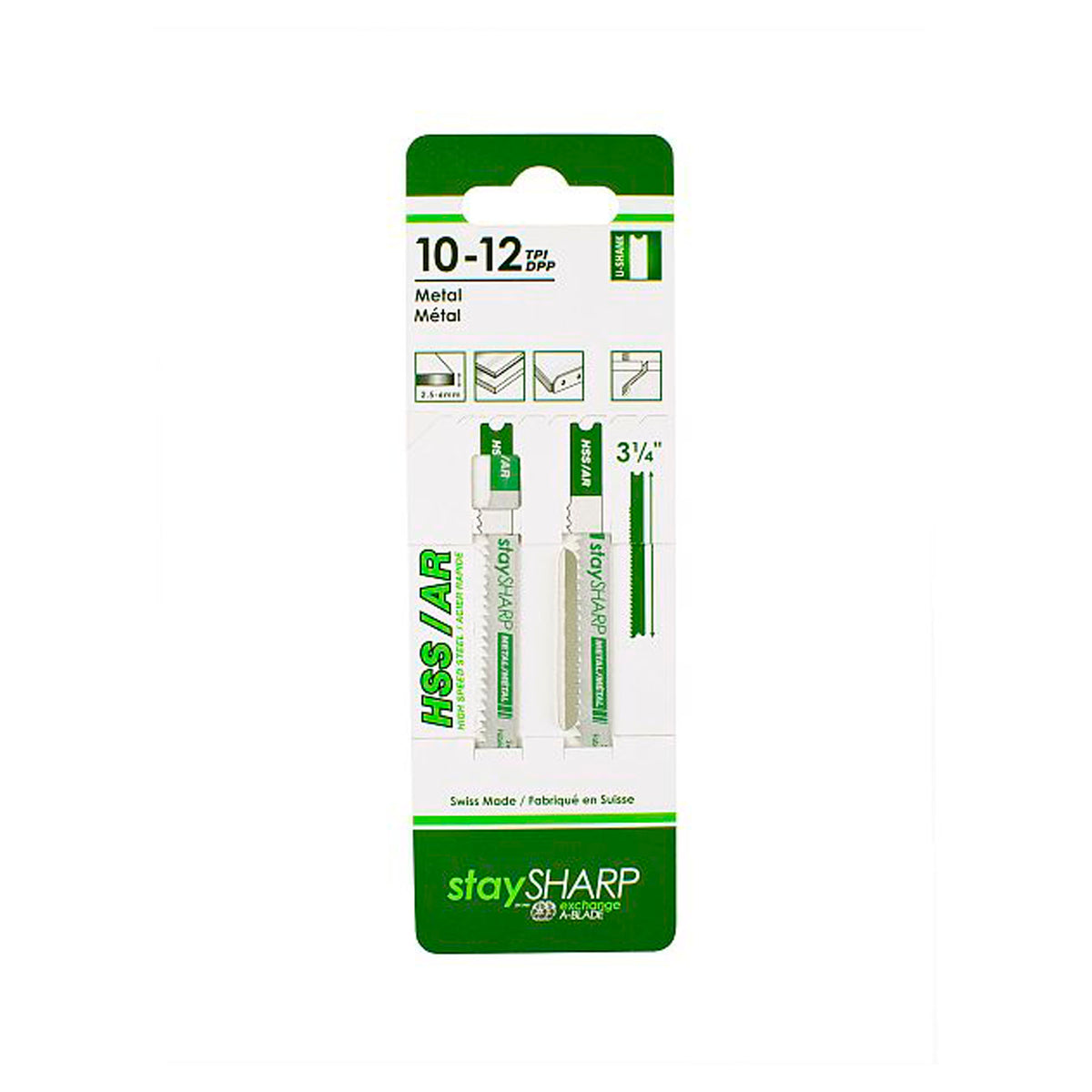 Lame de scie sauteuse, tige U, 3-1/4&#39;&#39; x 10/12 dents (emballage de 2)