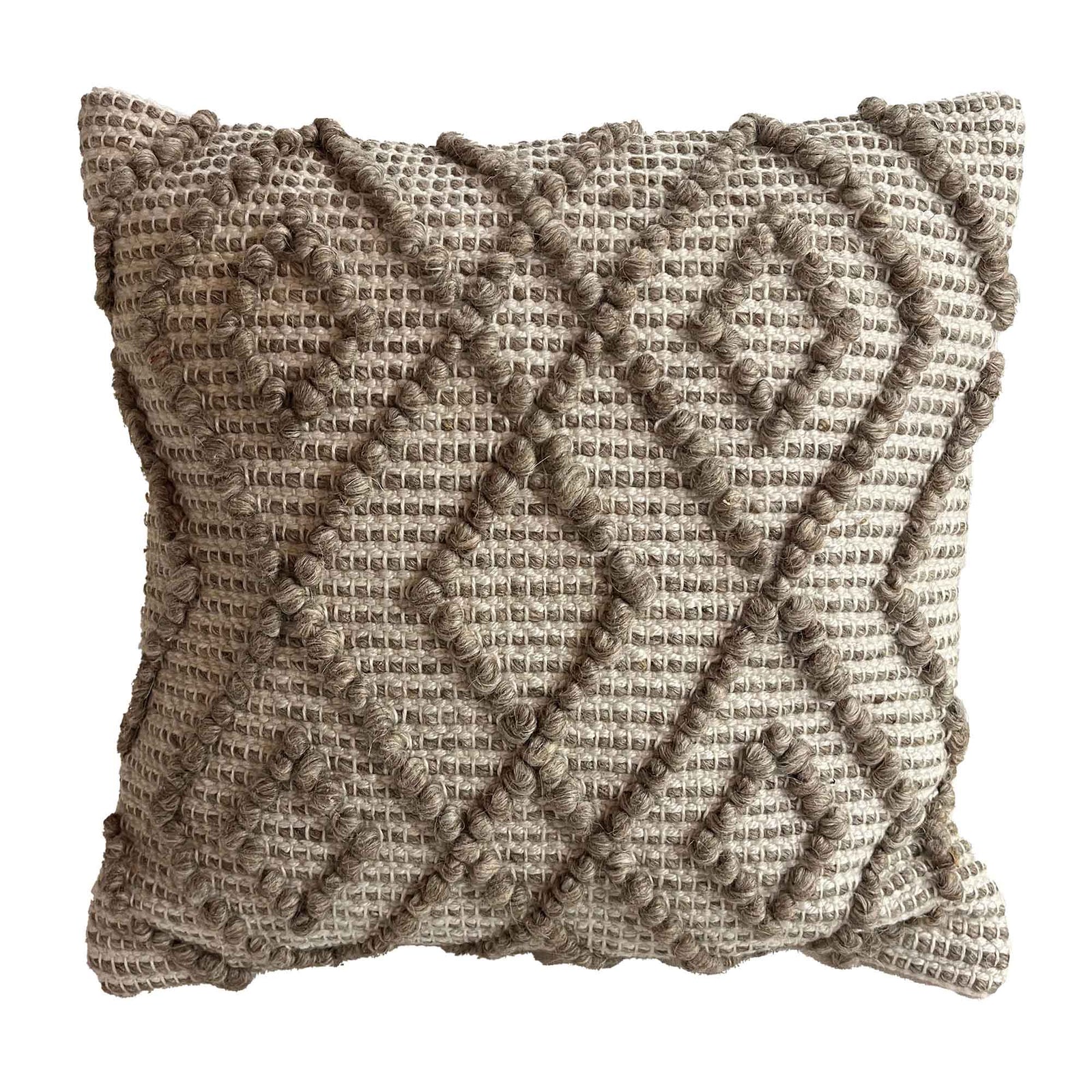 Coussin texturé à motif de losanges Terra, 18'' x 18'' (taupe)