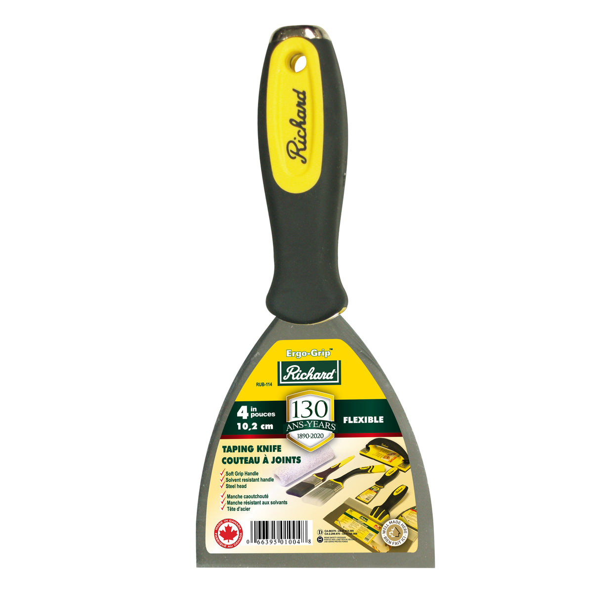 Couteau à joints Ergo-Grip avec tête en acier, lame carbone flexible de 4&#39;&#39; (10,2 cm)