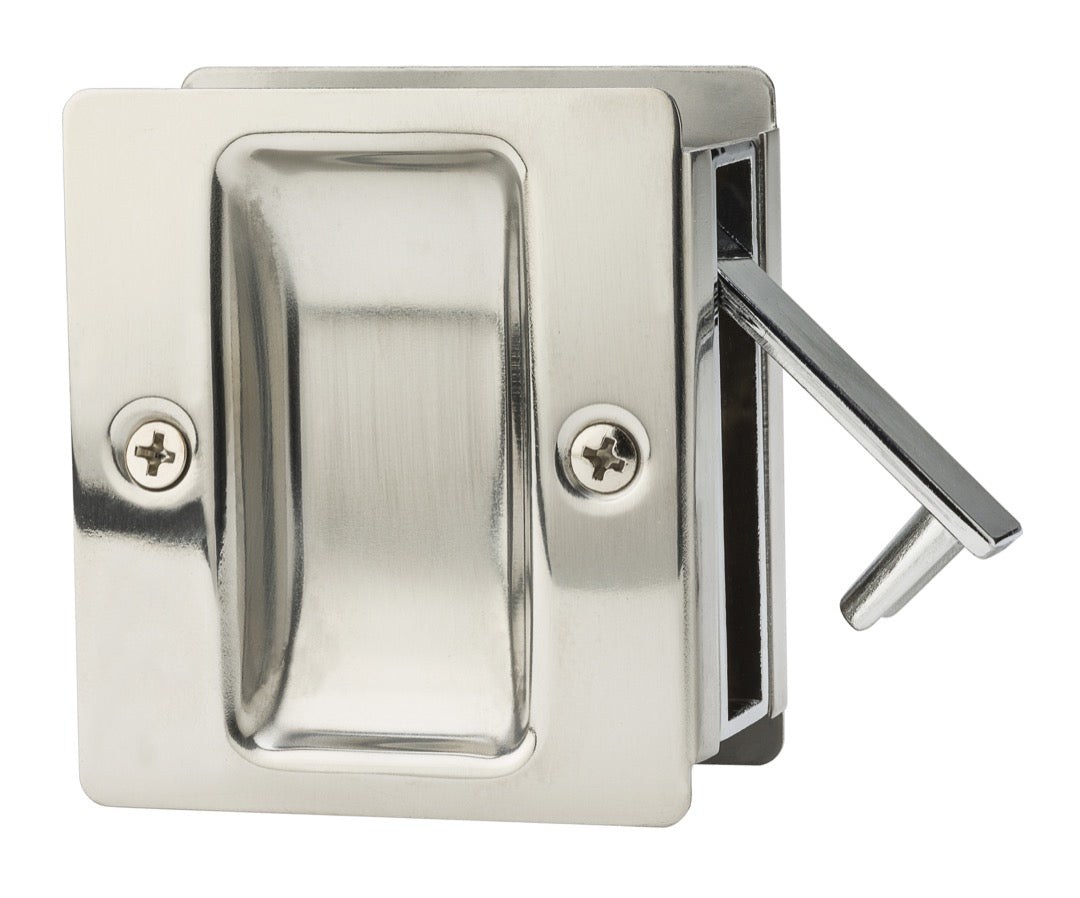Poignée de passage carrée pour porte escamotable, nickel satiné