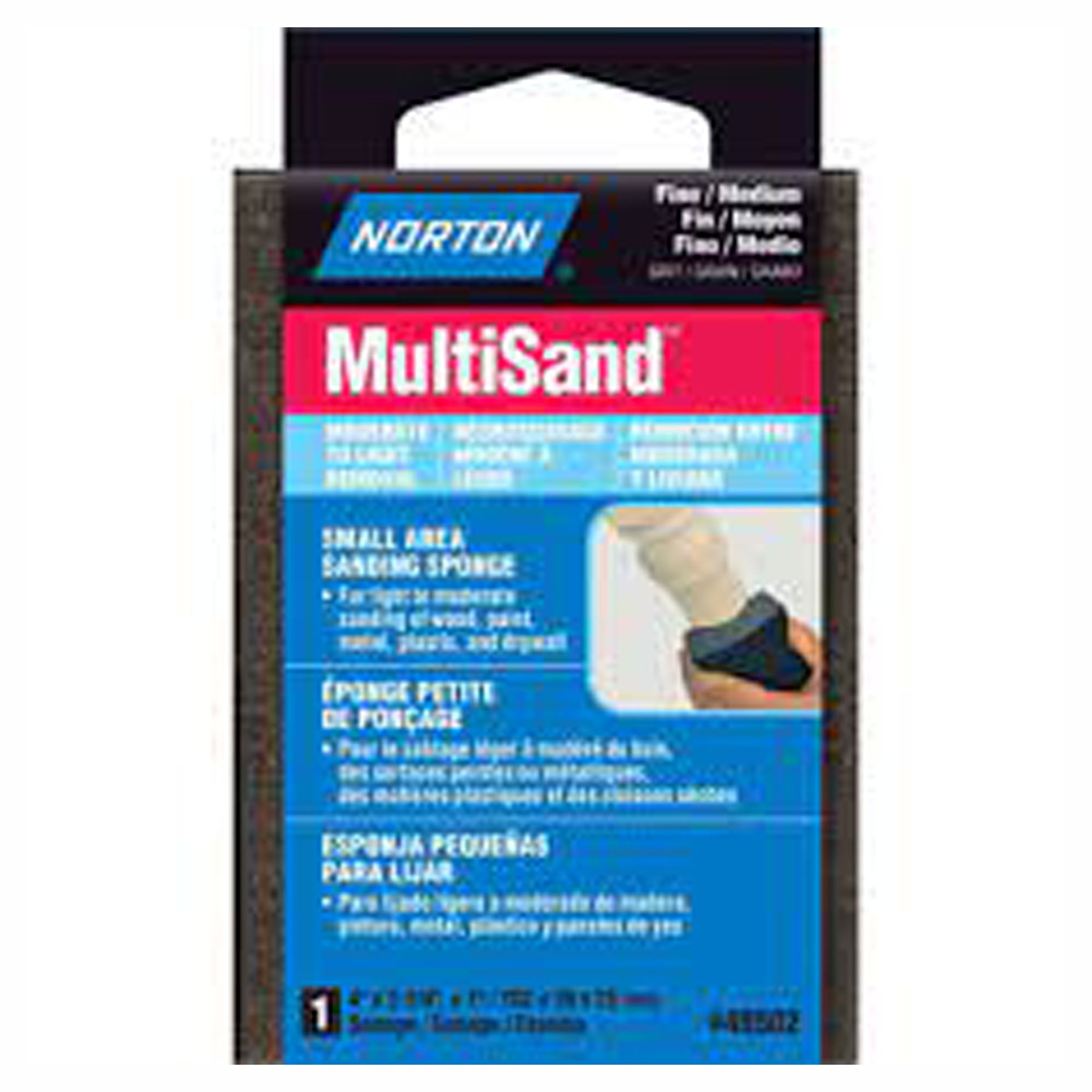 Éponge papier de verre, 4'' X 2-3/4'' X 1'', fine / moyenne