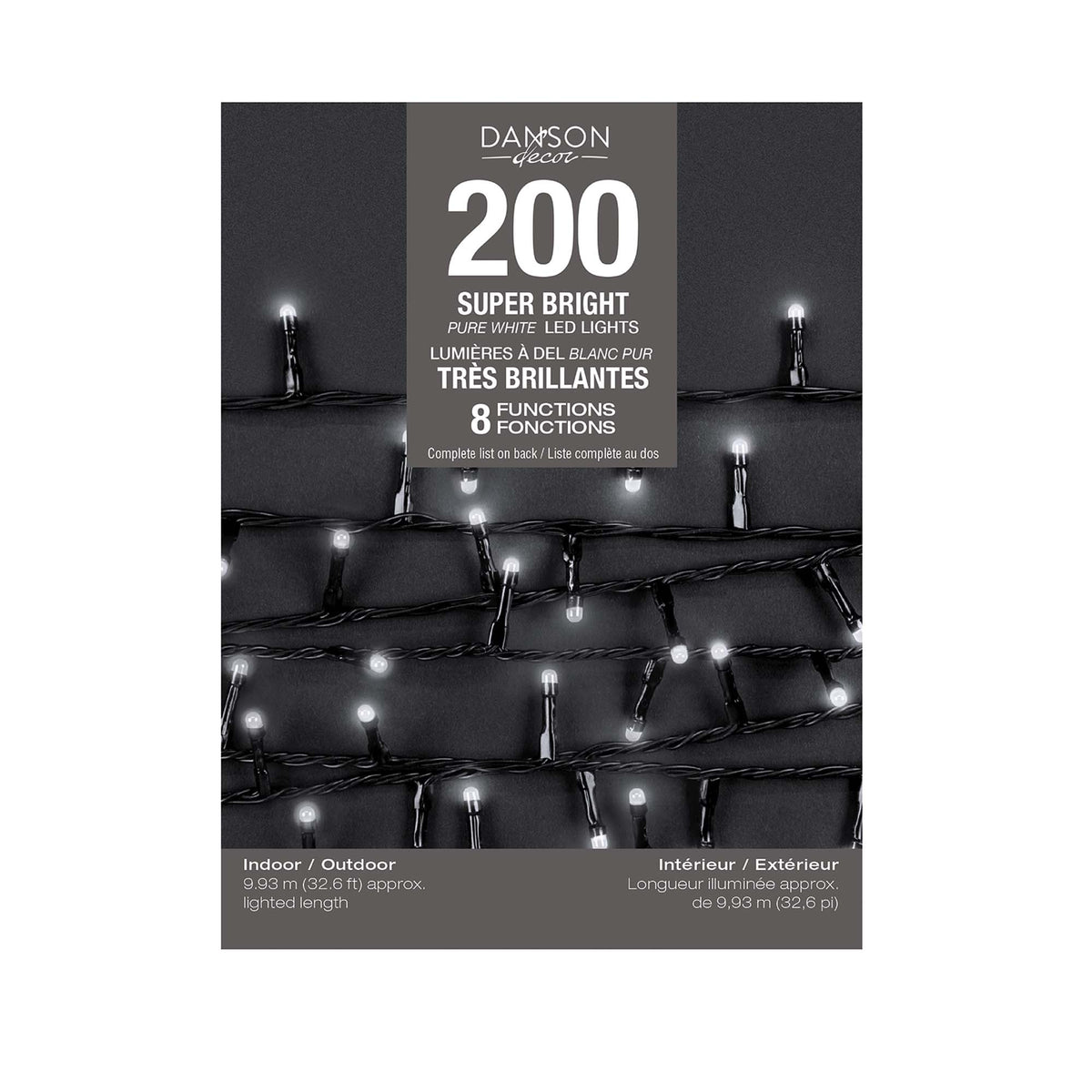 Ensemble de 200 lumières DEL F5 très brillantes à éclairage blanc pur, 36,6'