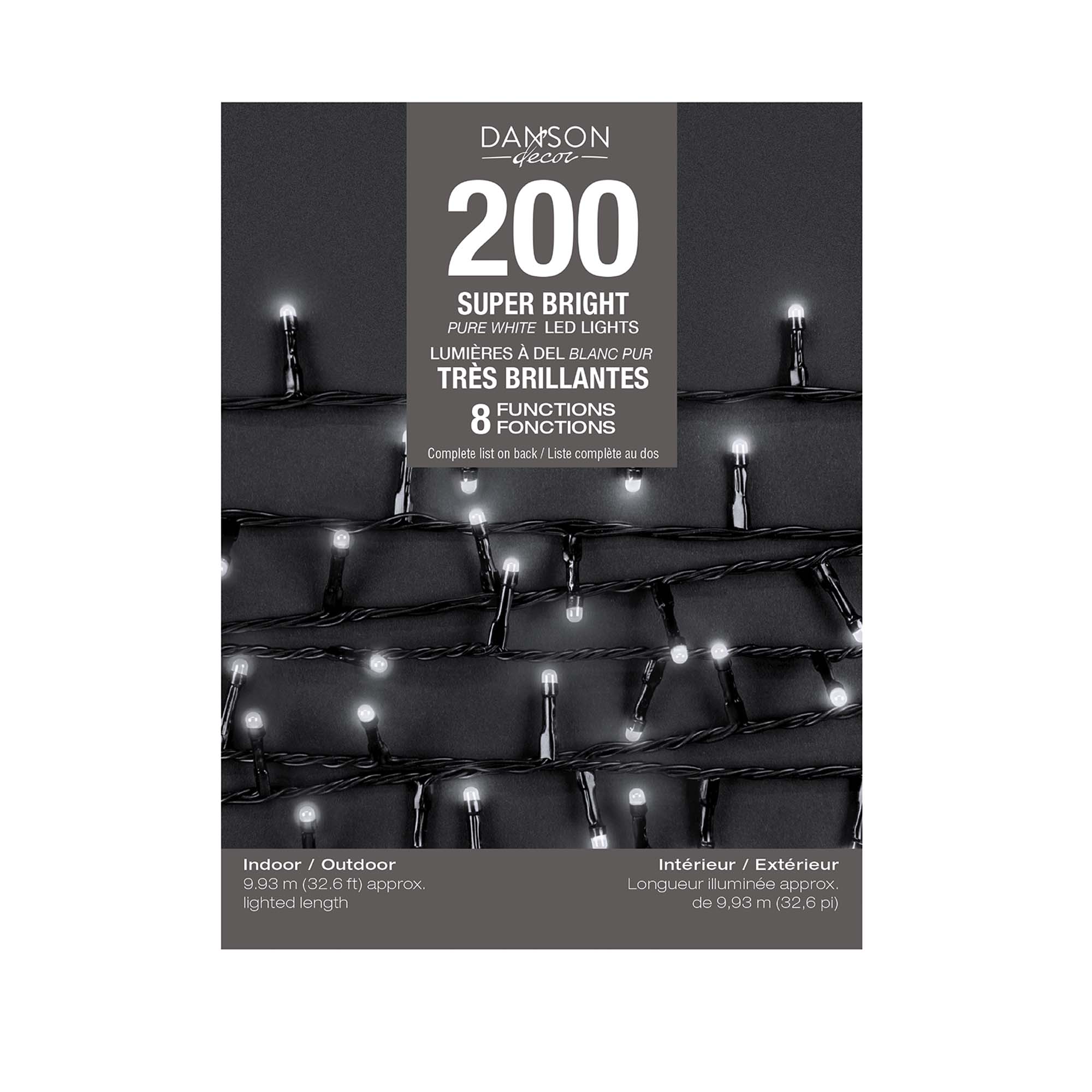 Ensemble de 200 lumières DEL F5 très brillantes à éclairage blanc pur, 36,6'