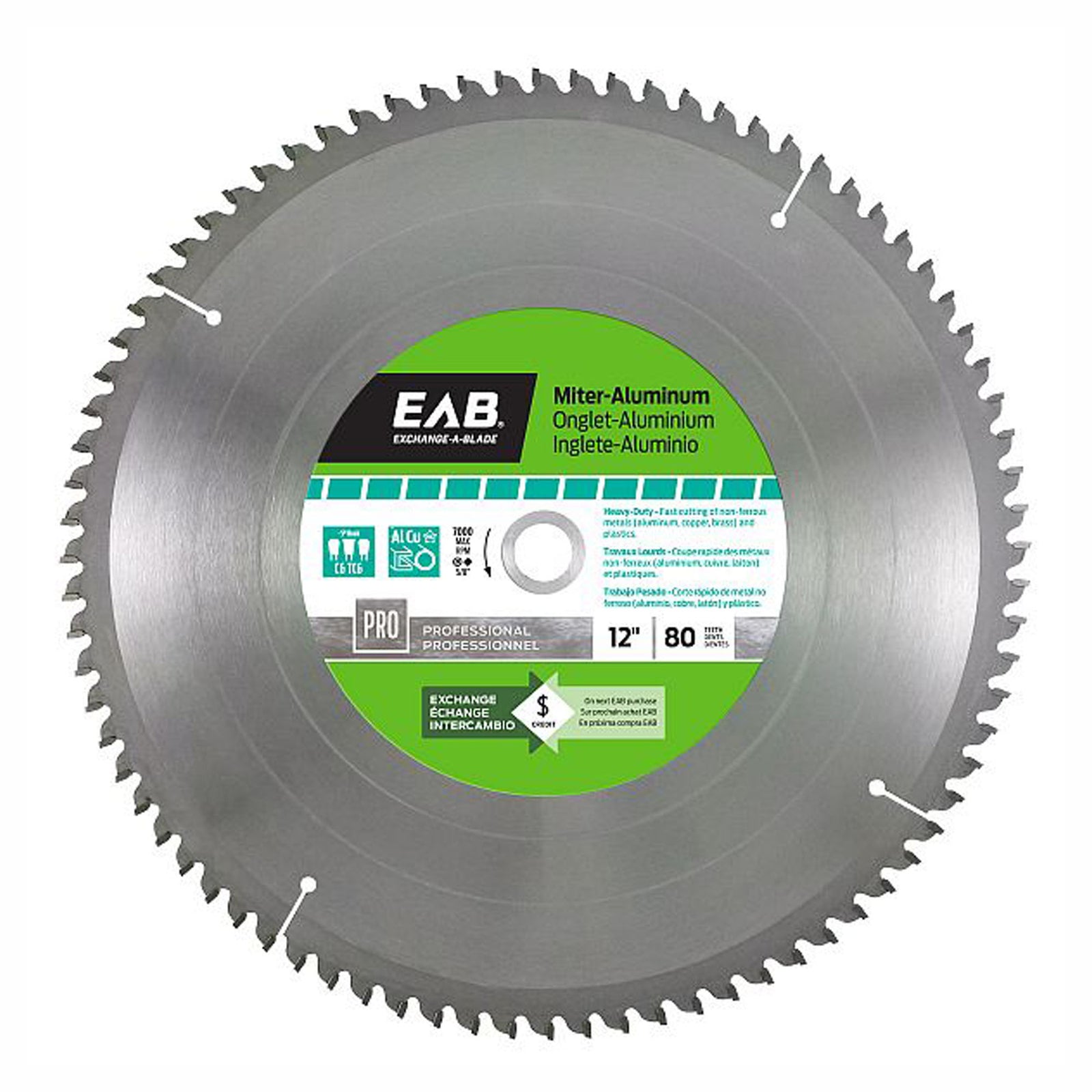 Lame de scie au carbure, pour l'aluminium, 12'' x 80 dents