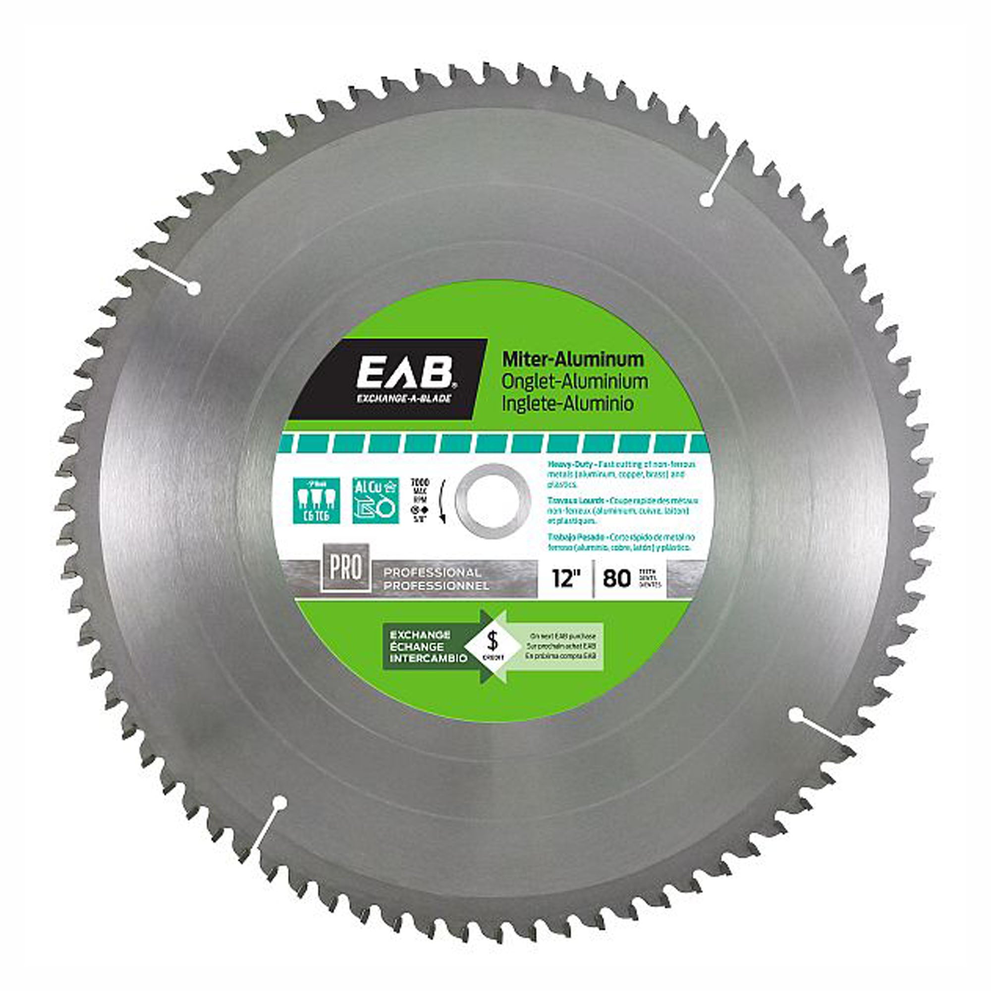 Lame de scie au carbure, pour l'aluminium, 12'' x 80 dents